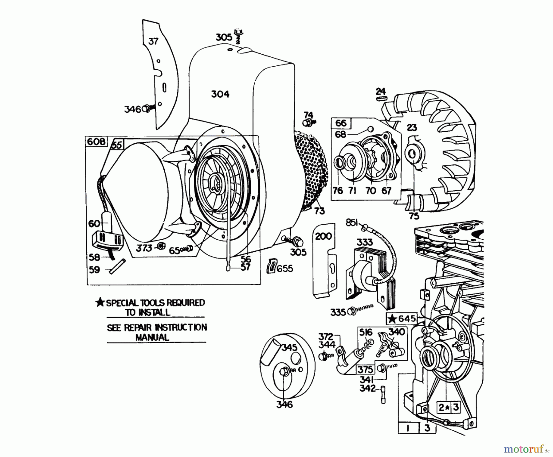 Toro Neu Blowers/Vacuums/Chippers/Shredders 62933 - Toro 5 hp Lawn Blower, 1982 (2000001-2999999) REWIND STARTER