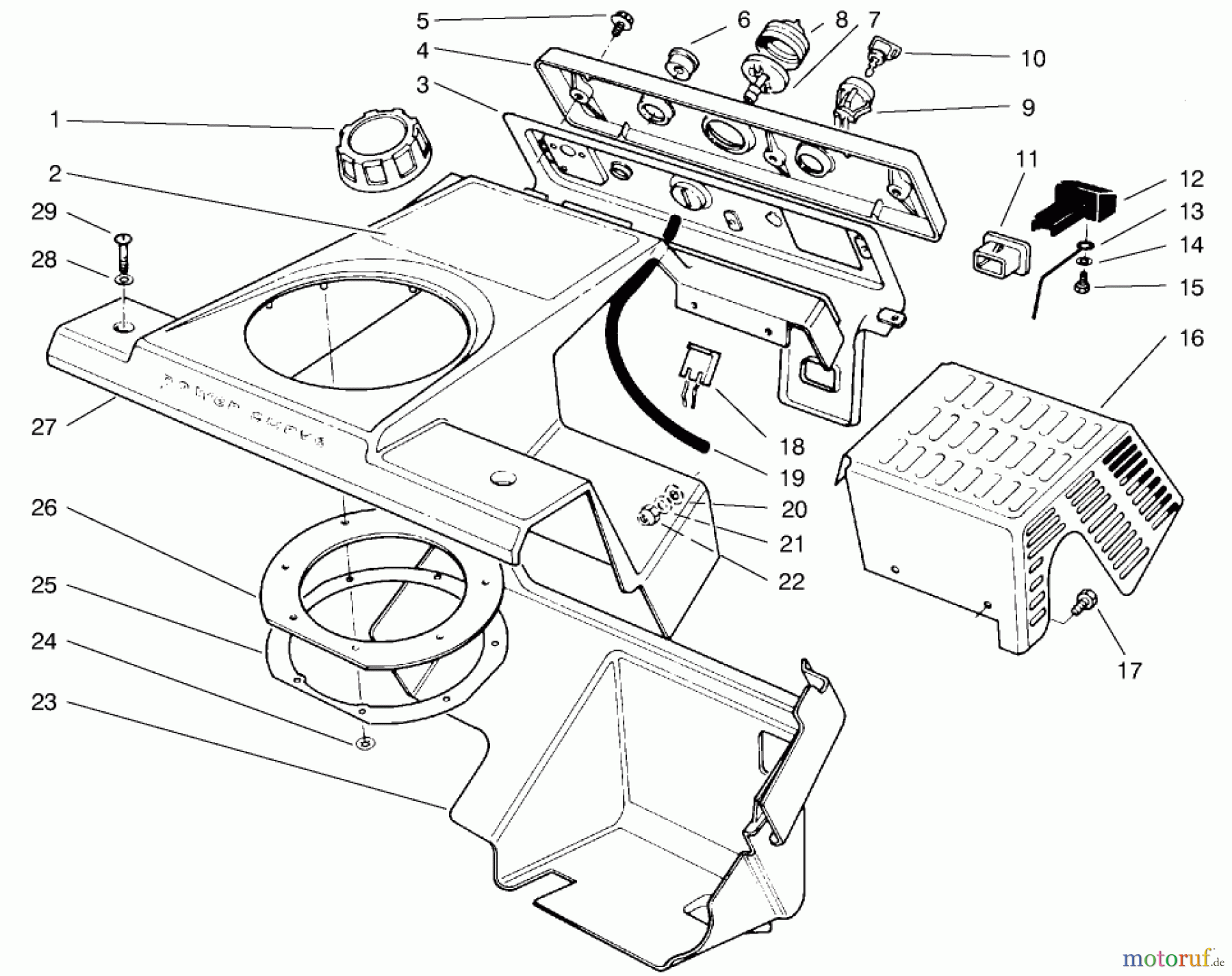  Toro Neu Snow Blowers/Snow Throwers Seite 1 38431 (3000) - Toro CCR 3000 Snowthrower, 1997 (7900001-7999999) CONTROL PANEL & SHROUDING ASSEMBLY