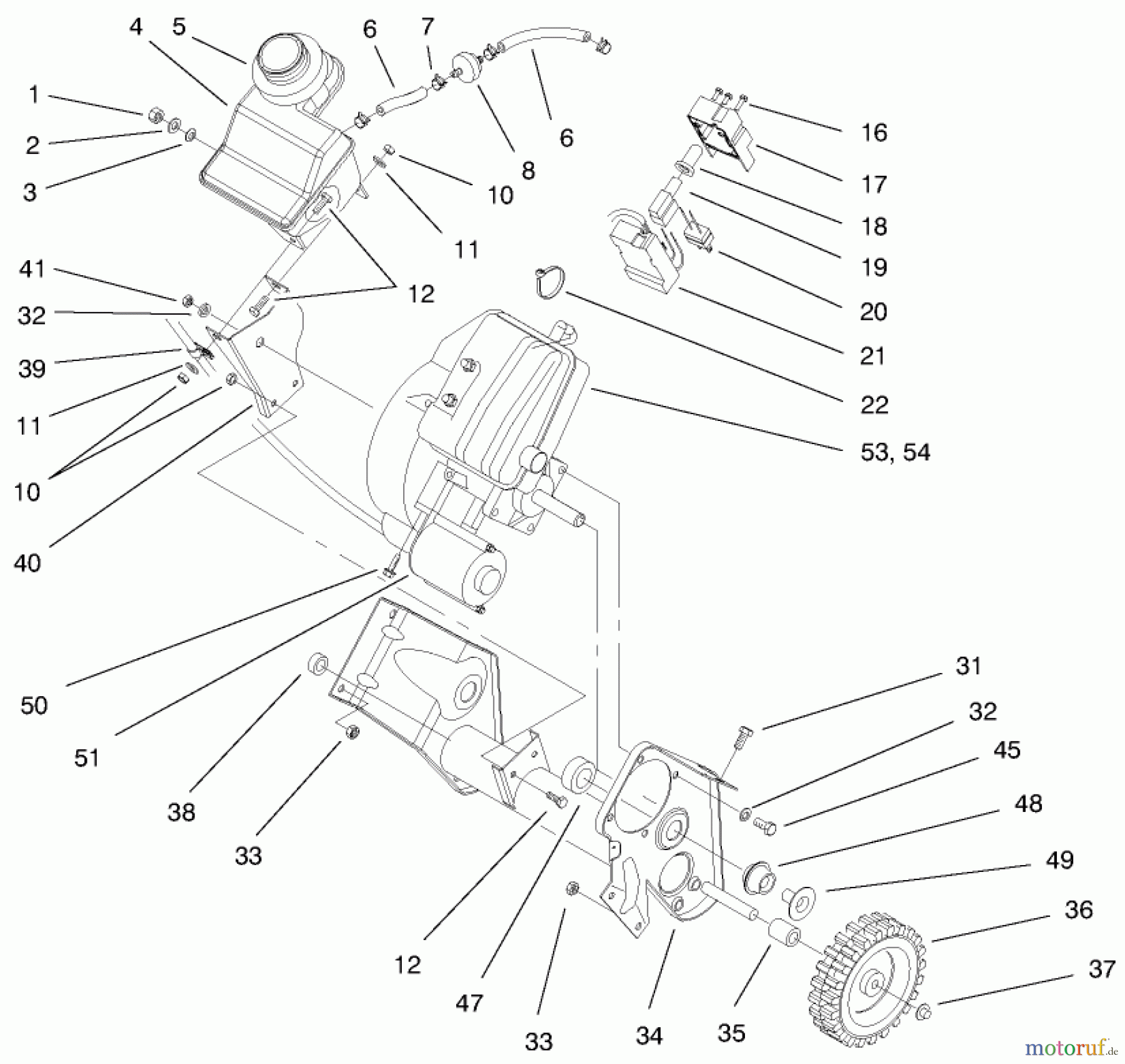 Toro Neu Snow Blowers/Snow Throwers Seite 1 38431 (3000) - Toro CCR 3000 Snowthrower, 1998 (8900001-8999999) ENGINE & FRAME ASSEMBLY