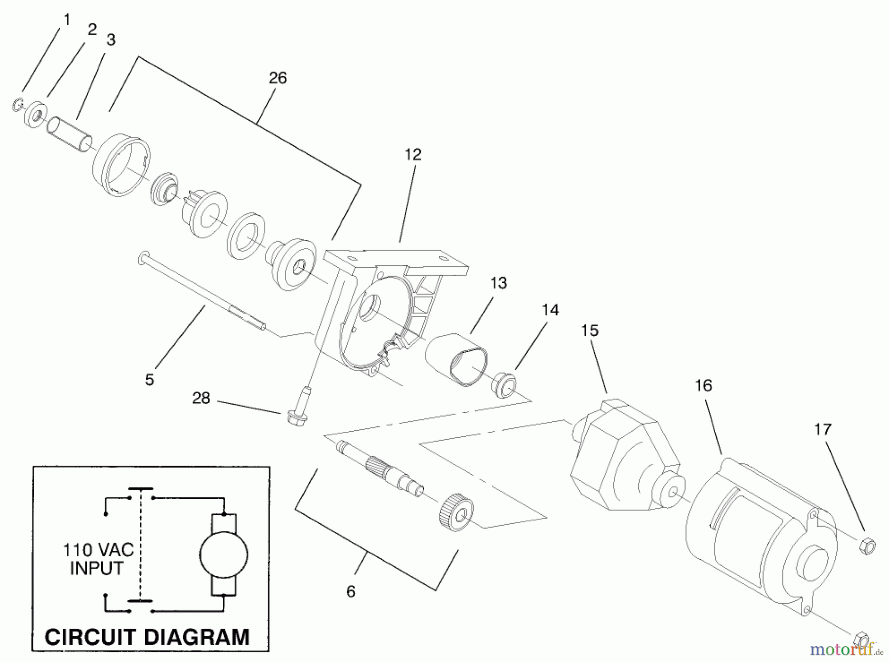 Toro Neu Snow Blowers/Snow Throwers Seite 1 38436 (3000) - Toro CCR 3000 Snowthrower, 1998 (8900001-8999999) STARTER MOTOR ASSEMBLY (MODEL NO. 38435 & 38436)