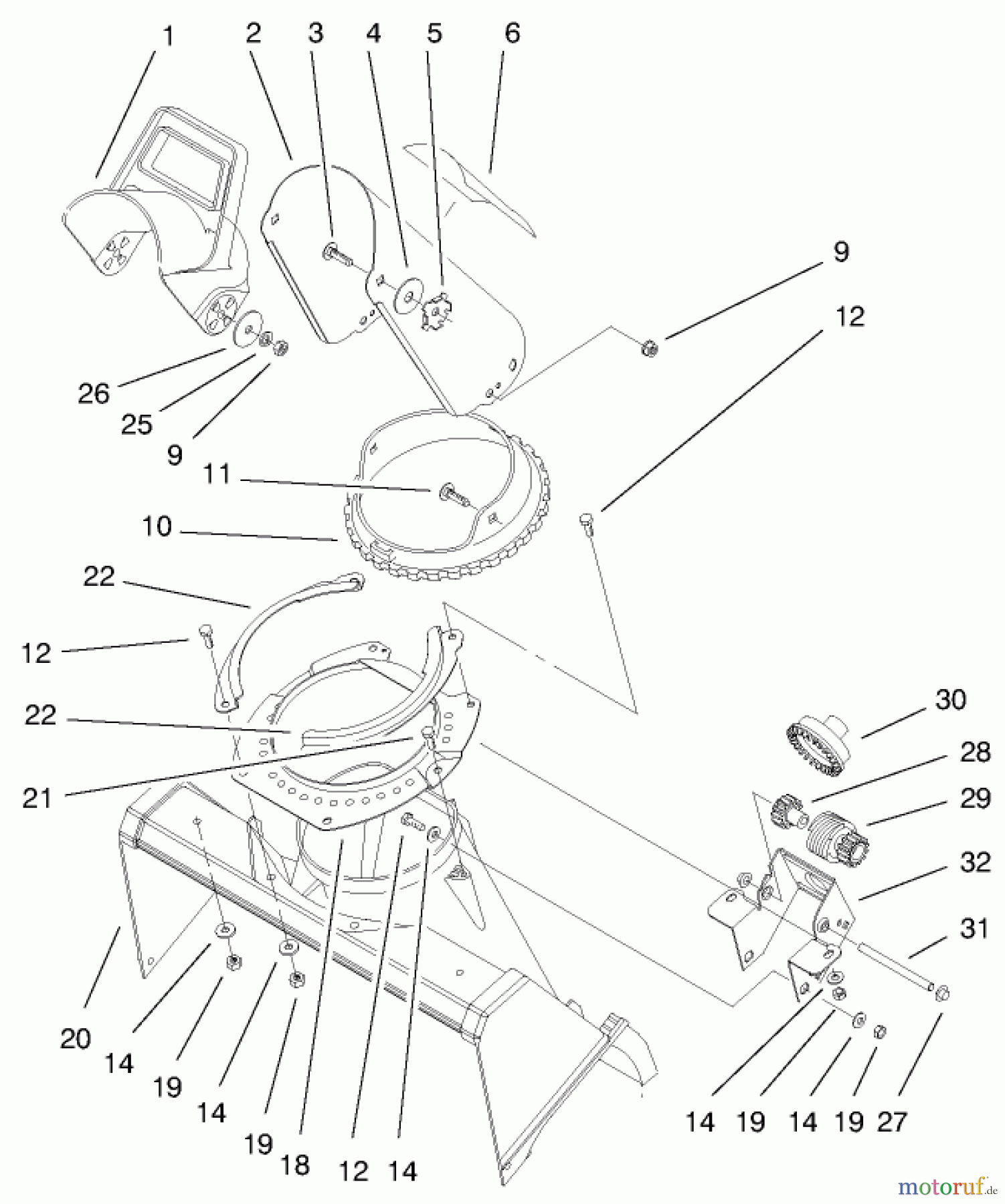 Toro Neu Snow Blowers/Snow Throwers Seite 1 38435 (3000) - Toro CCR 3000 Snowthrower, 1999 (9900001-9999999) DEFLECTOR & DISCHARGE ASSEMBLY