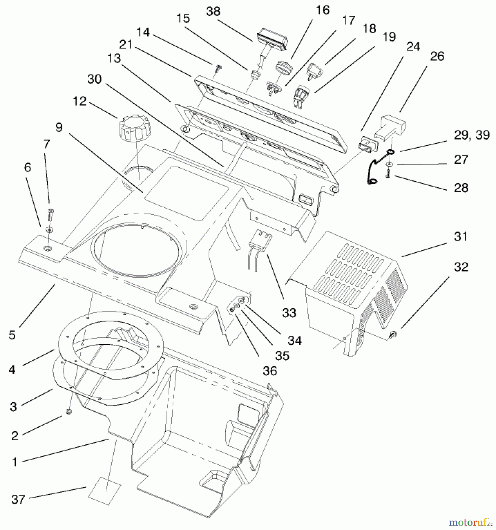 Toro Neu Snow Blowers/Snow Throwers Seite 1 38435 (3000) - Toro CCR 3000 Snowthrower, 1999 (9900001-9999999) SHROUD ASSEMBLY