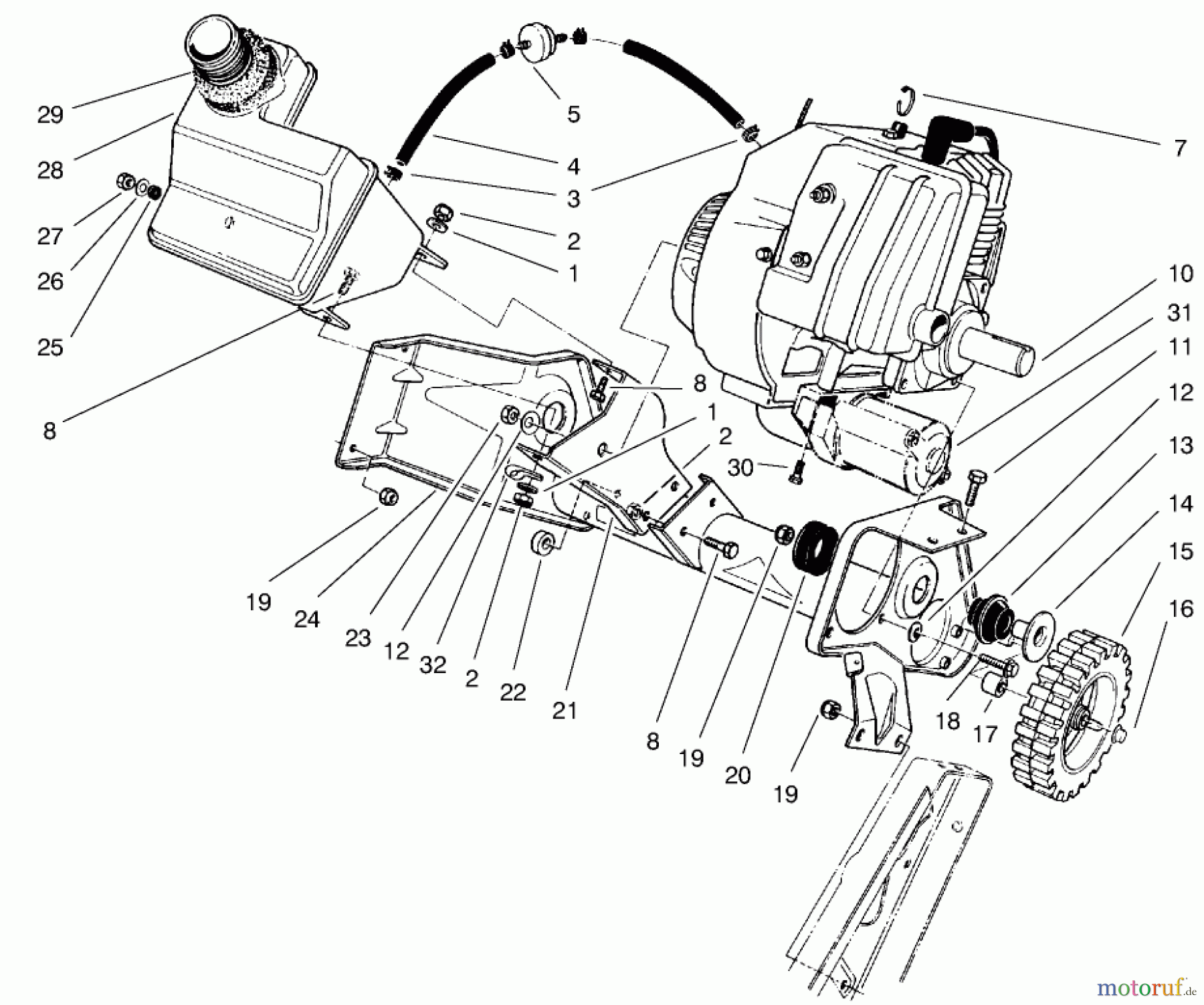 Toro Neu Snow Blowers/Snow Throwers Seite 1 38435 (3000) - Toro CCR 3000 Snowthrower, 1997 (7900001-7999999) ENGINE & MAIN FRAME ASSEMBLY
