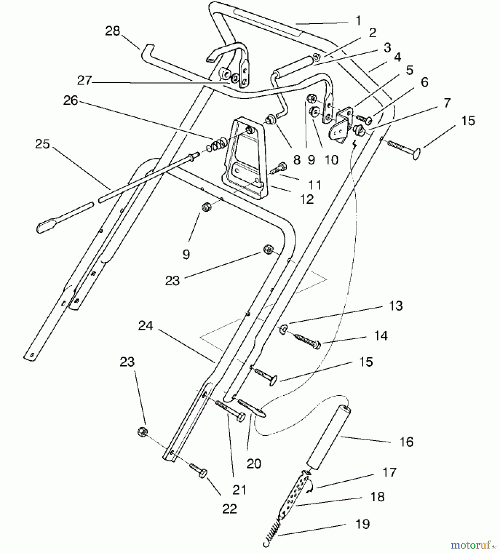  Toro Neu Snow Blowers/Snow Throwers Seite 1 38435 (3000) - Toro CCR 3000 Snowthrower, 1997 (7900001-7999999) HANDLE ASSEMBLY