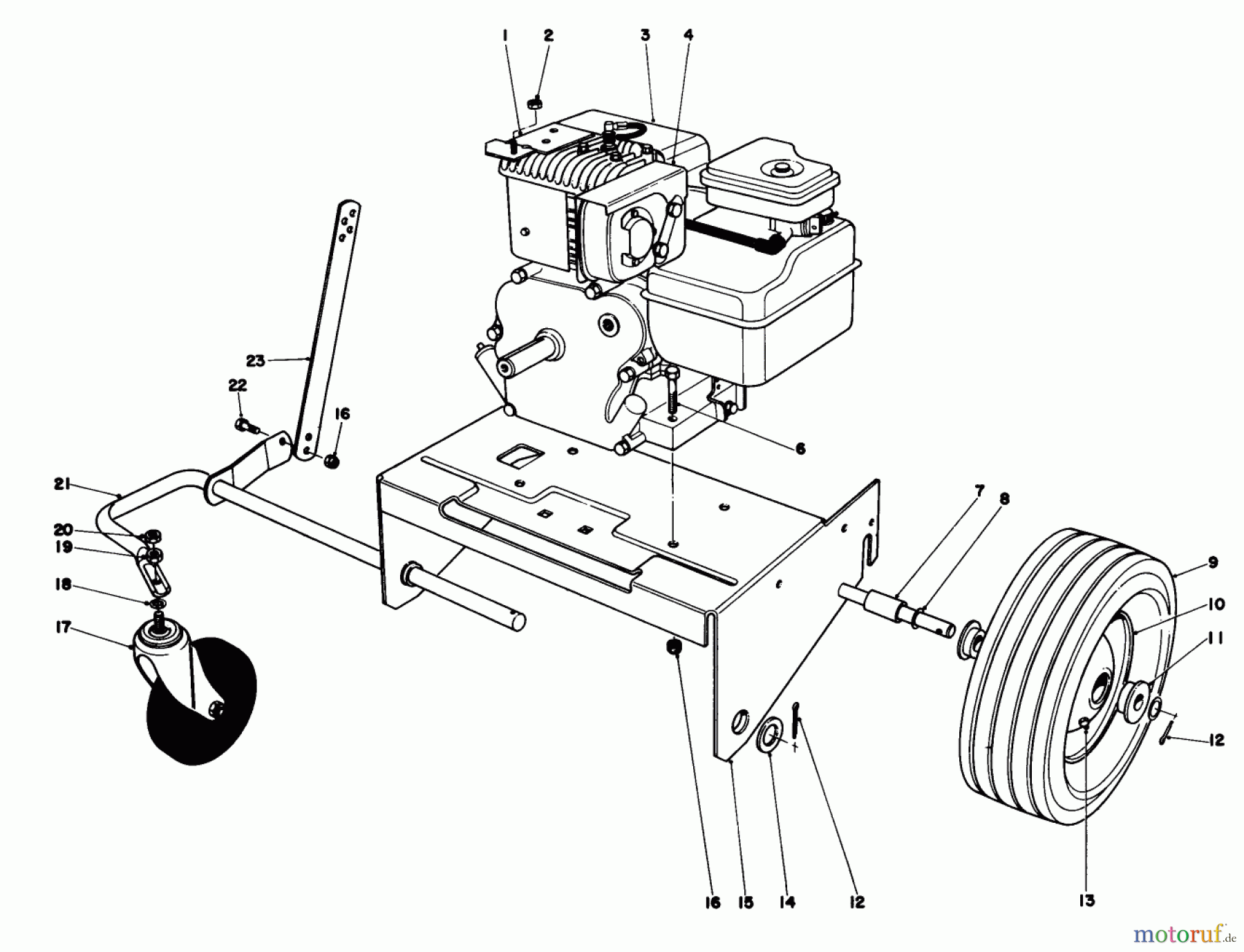 Toro Neu Blowers/Vacuums/Chippers/Shredders 62933 - Toro 5 hp Lawn Blower, 1984 (4000001-4999999) ENGINE AND BASE ASSEMBLY