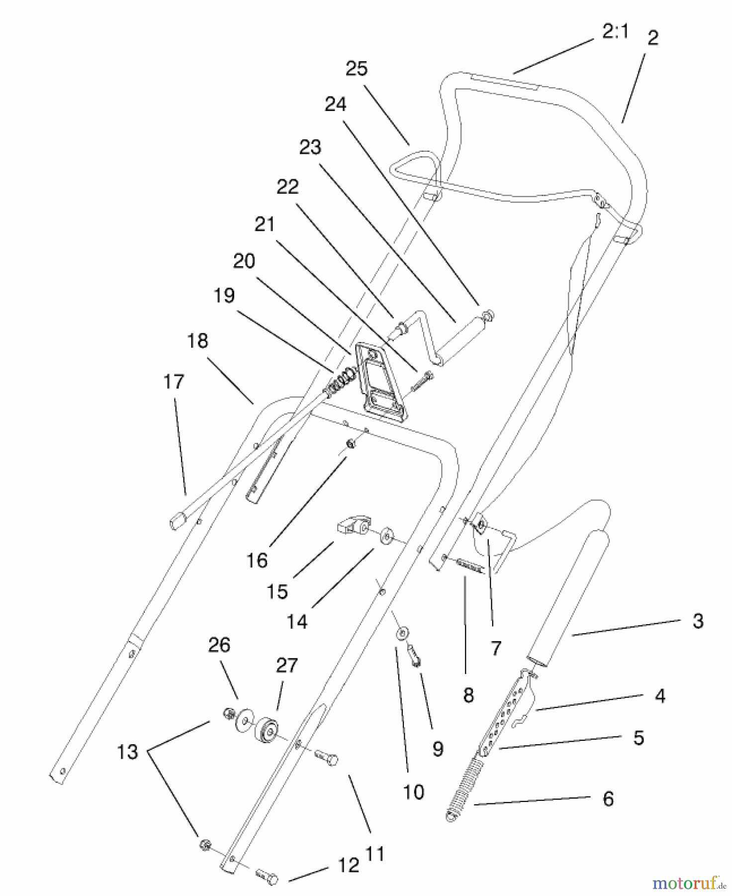 Toro Neu Snow Blowers/Snow Throwers Seite 1 38439 (3600) - Toro CCR 3600 Snowthrower, 2000 (200003007-200999999) HANDLE ASSEMBLY