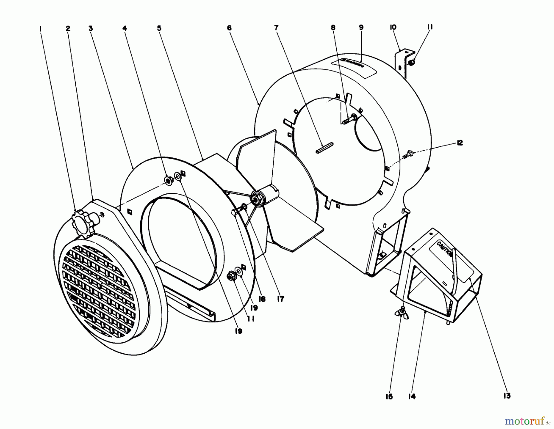 Toro Neu Blowers/Vacuums/Chippers/Shredders 62933 - Toro 5 hp Lawn Blower, 1986 (6000001-6999999) BLOWER ASSEMBLY