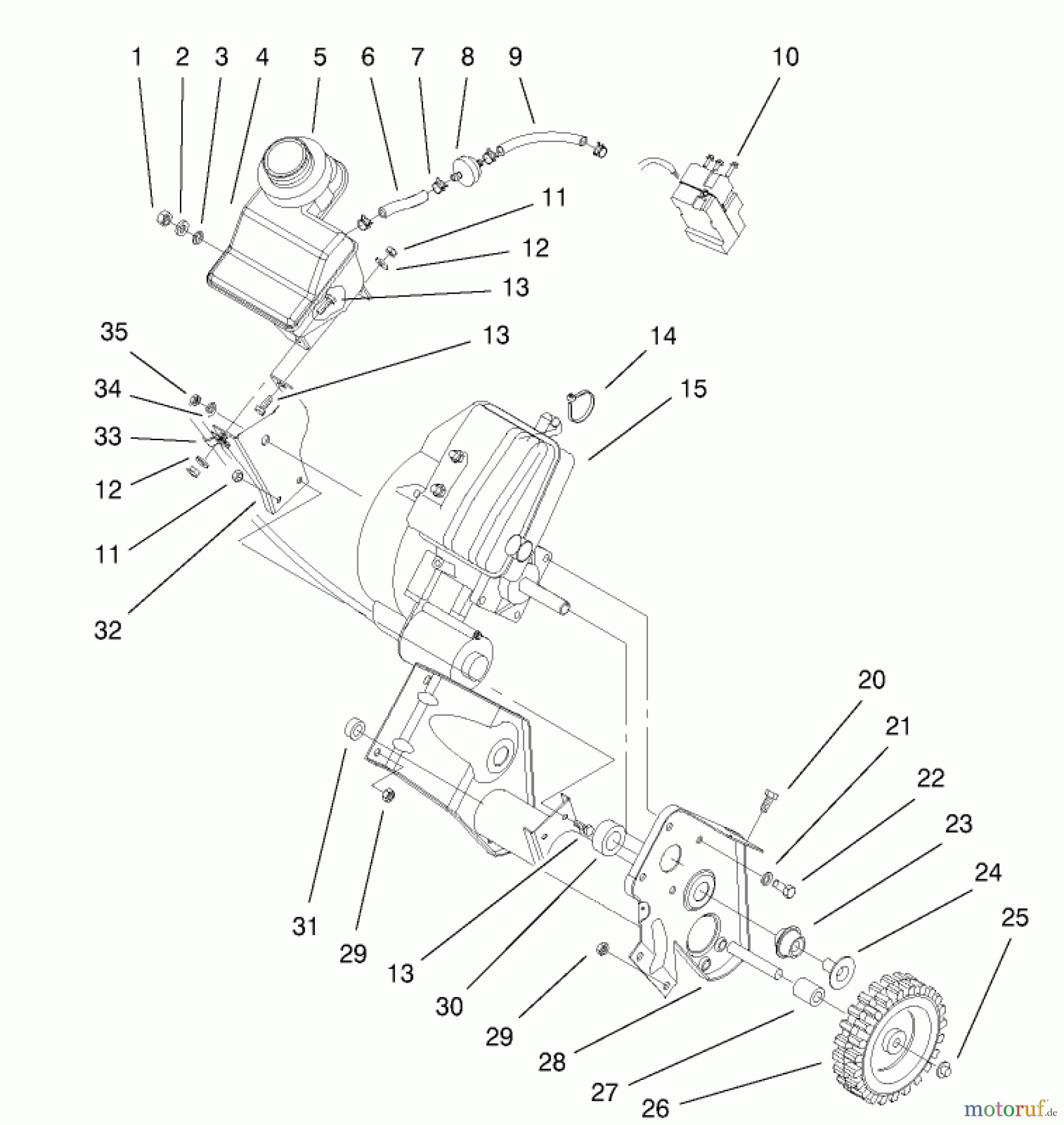Toro Neu Snow Blowers/Snow Throwers Seite 1 38445 (3650) - Toro CCR 3650 Snowthrower, 2001 (210000001-210999999) ENGINE AND FRAME ASSEMBLY