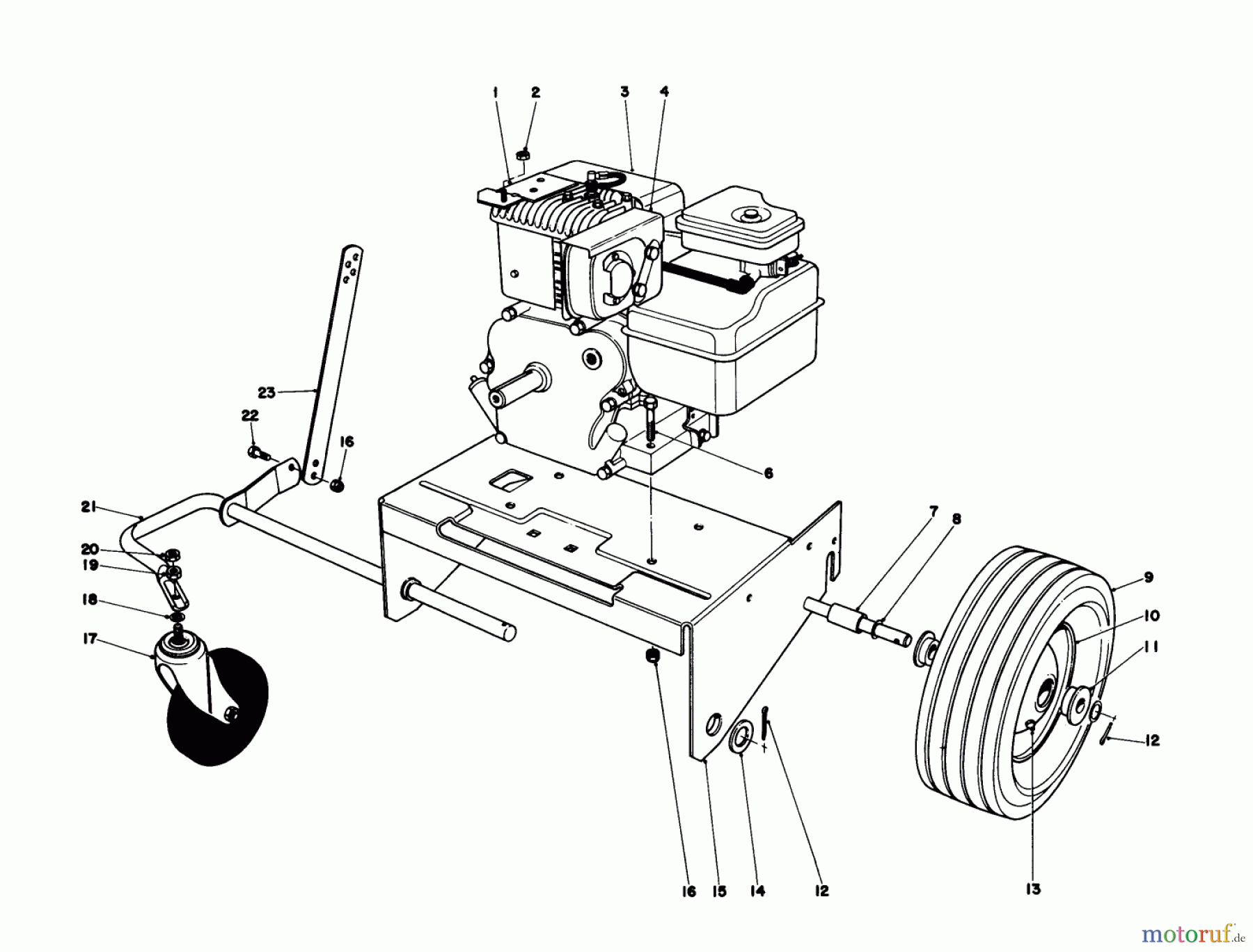  Toro Neu Blowers/Vacuums/Chippers/Shredders 62933 - Toro 5 hp Lawn Blower, 1986 (6000001-6999999) ENGINE AND BASE ASSEMBLY