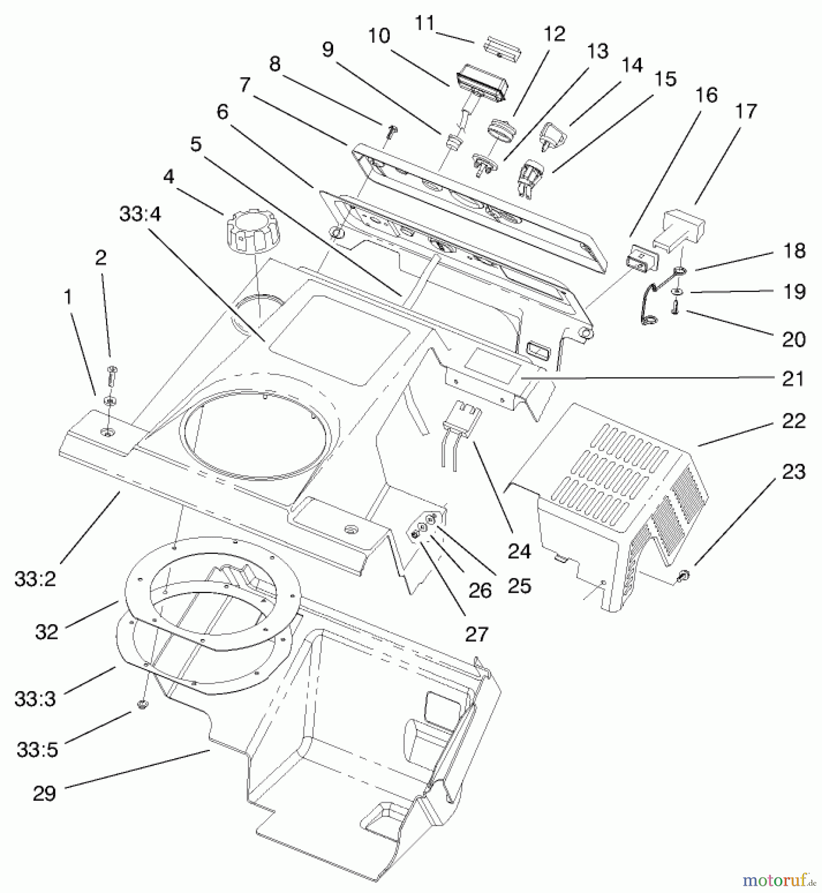  Toro Neu Snow Blowers/Snow Throwers Seite 1 38441 (3650) - Toro CCR 3650 Snowthrower, 2000 (200000001-200999999) UPPER SHROUD AND CONTROL PANEL ASSEMBLY