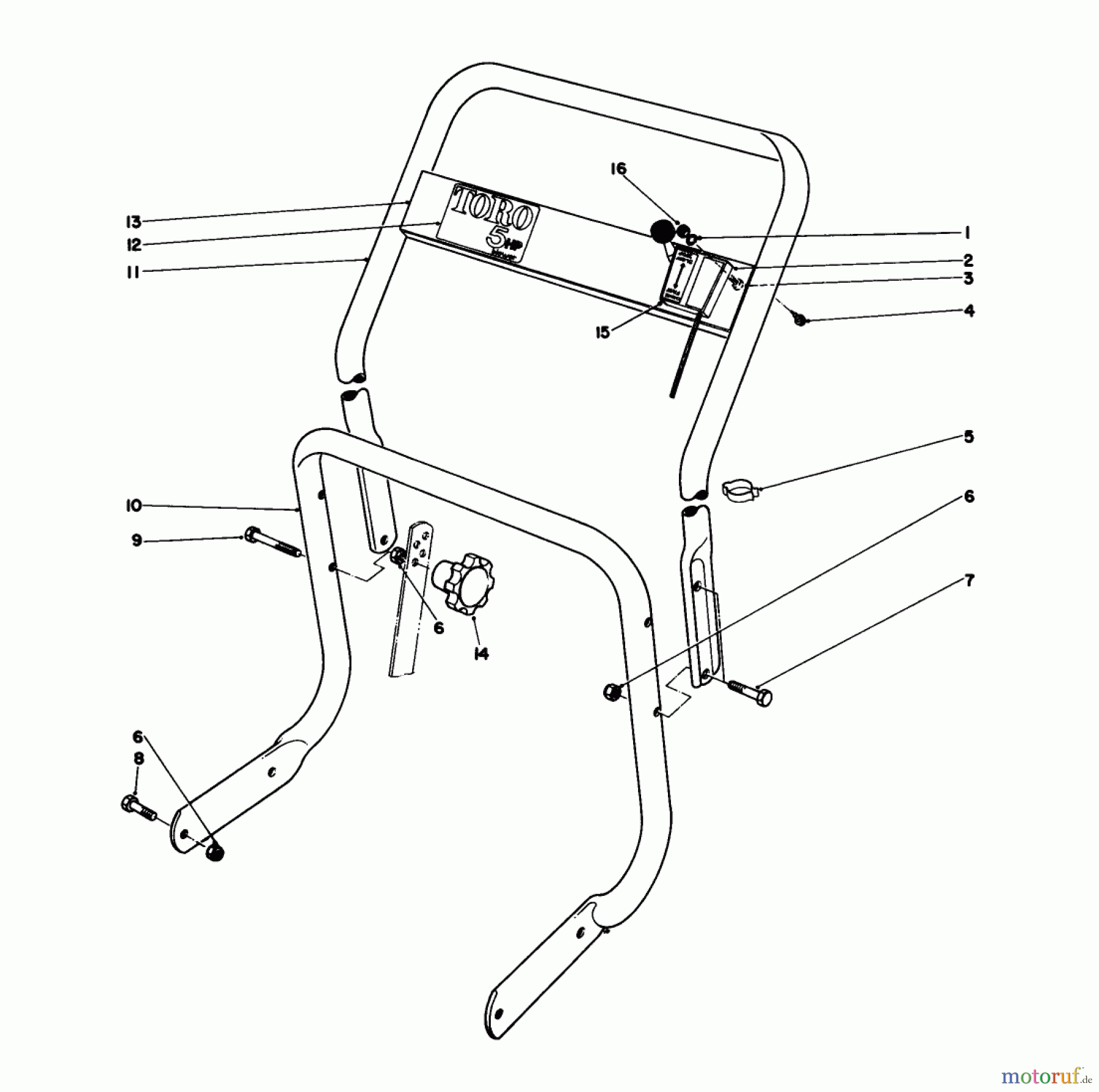  Toro Neu Blowers/Vacuums/Chippers/Shredders 62933 - Toro 5 hp Lawn Blower, 1986 (6000001-6999999) HANDLE ASSEMBLY