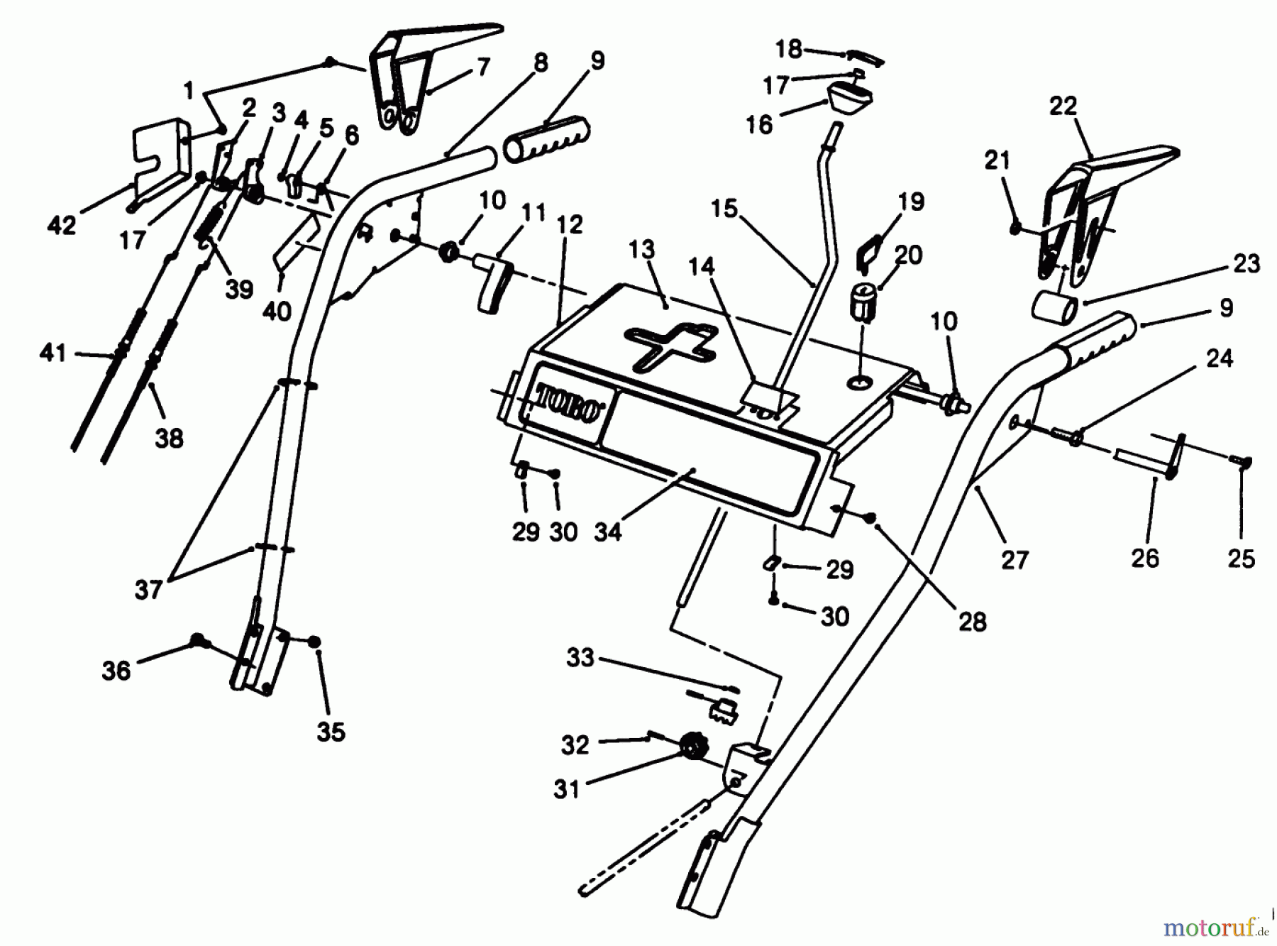  Toro Neu Snow Blowers/Snow Throwers Seite 1 38500 (624) - Toro 624 Power Shift Snowthrower, 1988 (8000001-8999999) HANDLE ASSEMBLY
