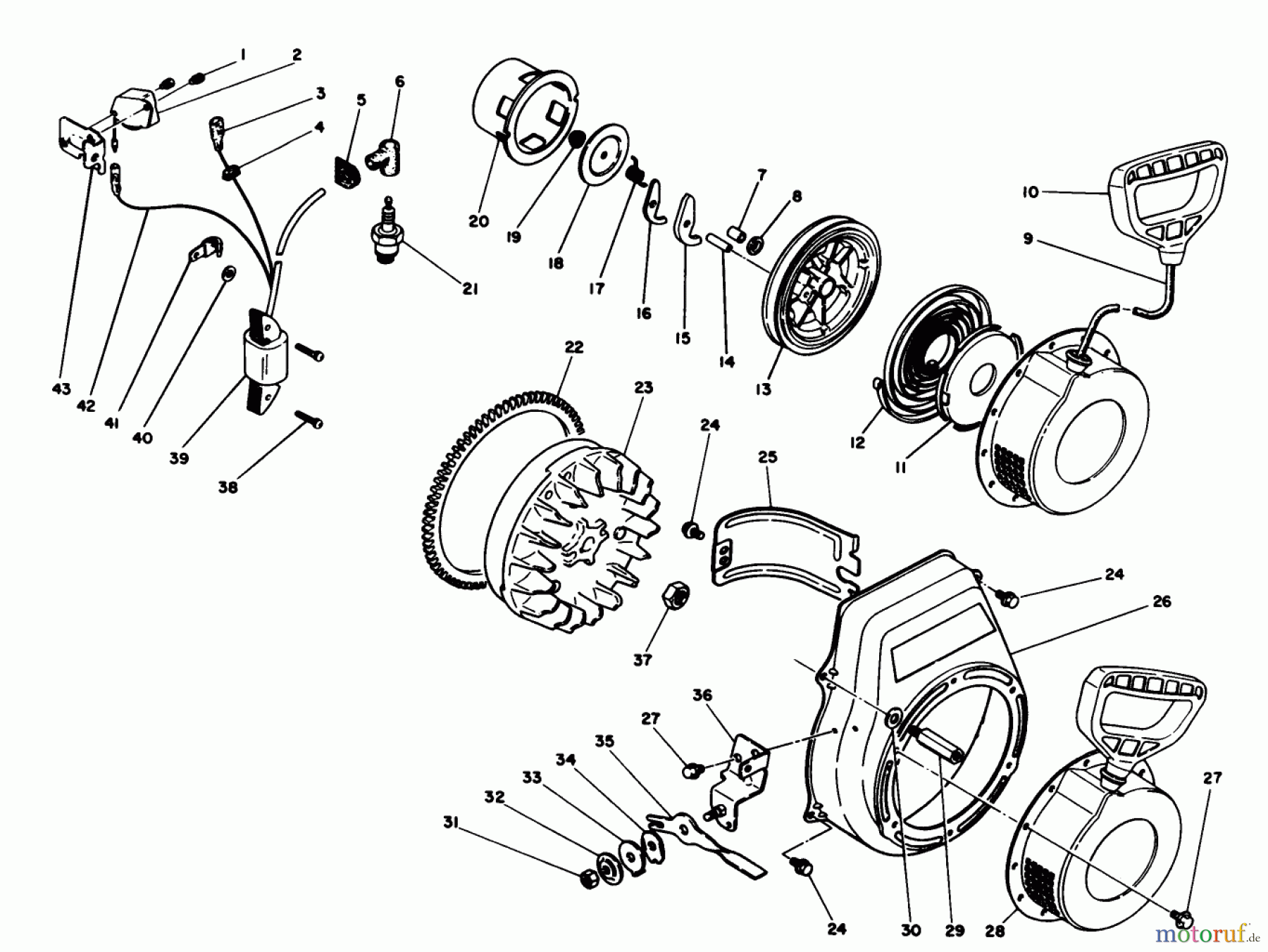 Toro Neu Snow Blowers/Snow Throwers Seite 1 38500 (624) - Toro 624 Power Shift Snowthrower, 1988 (8000001-8999999) IGNITION ASSEMBLY