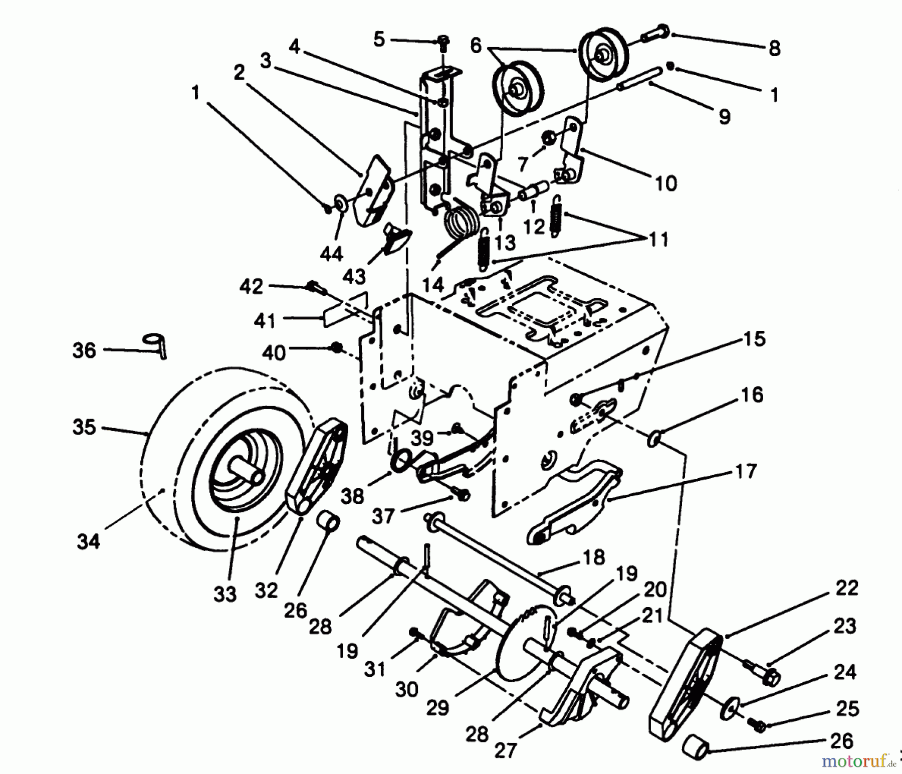 Toro Neu Snow Blowers/Snow Throwers Seite 1 38500 (624) - Toro 624 Power Shift Snowthrower, 1988 (8000001-8999999) TRACTION DRIVE ASSEMBLY