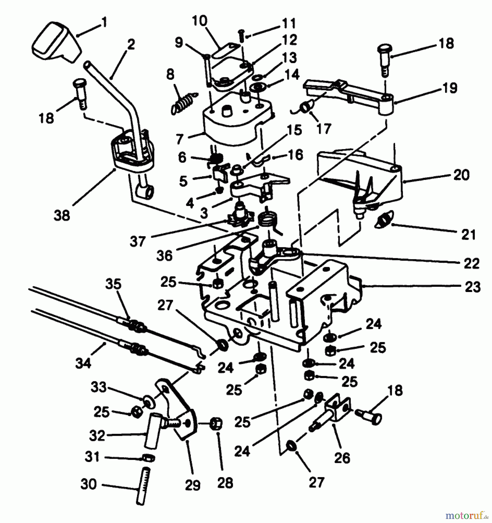 Toro Neu Snow Blowers/Snow Throwers Seite 1 38505 (624) - Toro 624 Power Shift Snowthrower, 1988 (8000001-8999999) TRACTION LINKAGE ASSEMBLY