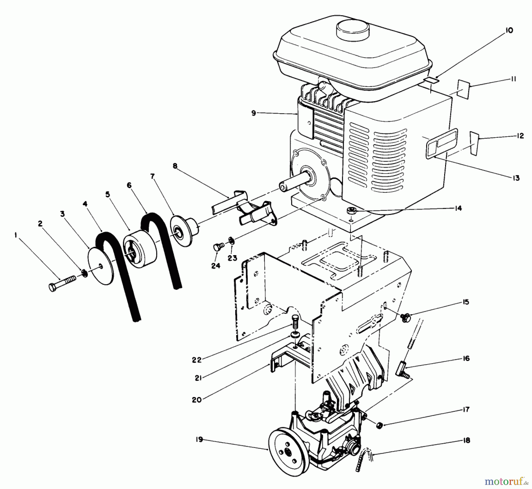 Toro Neu Snow Blowers/Snow Throwers Seite 1 38505 (624) - Toro 624 Power Shift Snowthrower, 1990 (0000001-0999999) ENGINE ASSEMBLY