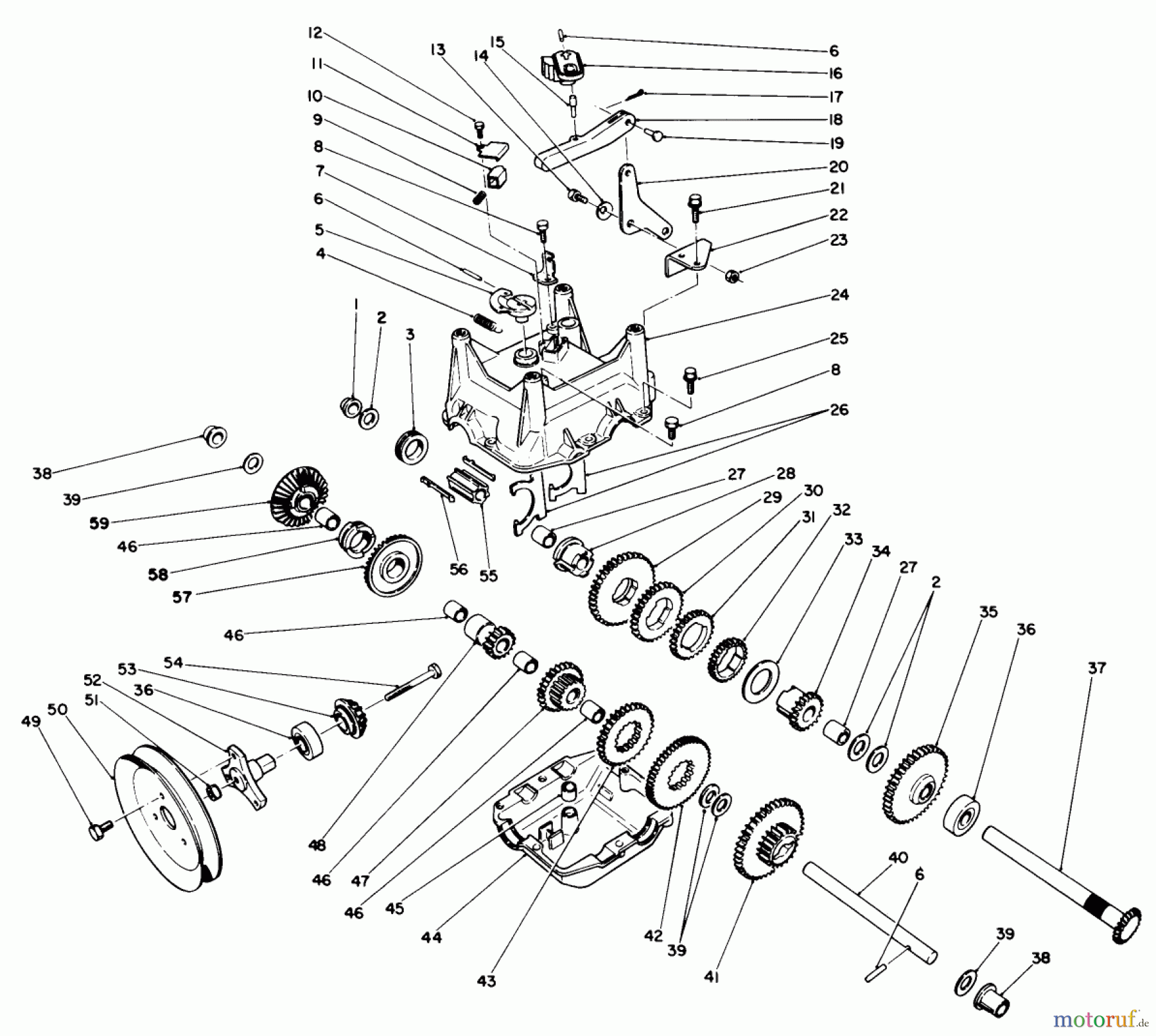 Toro Neu Snow Blowers/Snow Throwers Seite 1 38500 (624) - Toro 624 Power Shift Snowthrower, 1989 (9000001-9999999) TRANSMISSION ASSEMBLY NO. 66-8030