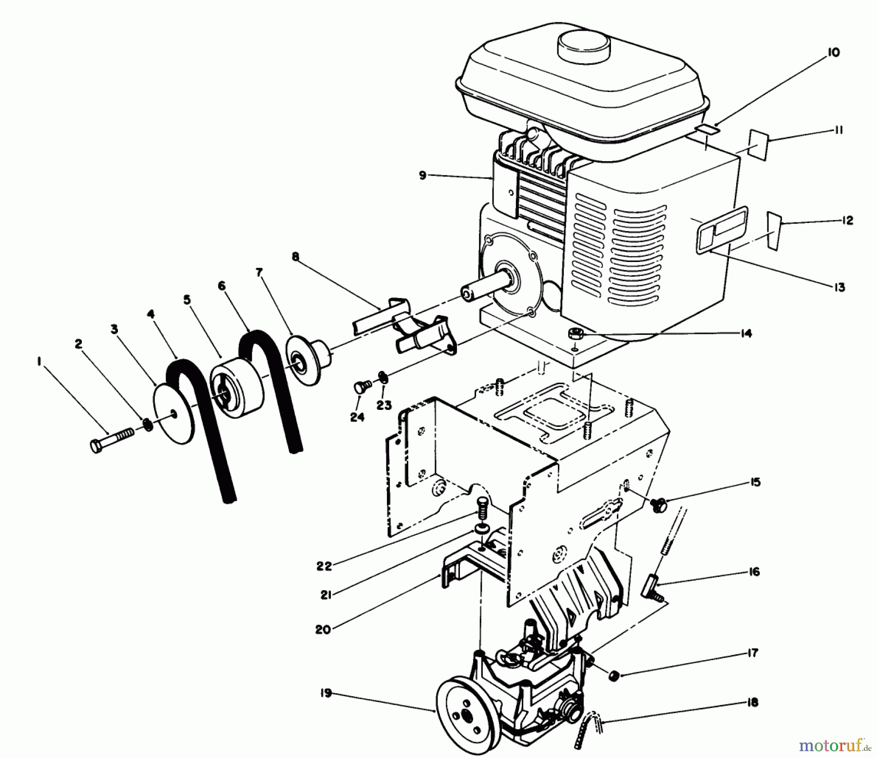 Toro Neu Snow Blowers/Snow Throwers Seite 1 38505 (624) - Toro 624 Power Shift Snowthrower, 1991 (1000001-1999999) ENGINE ASSEMBLY