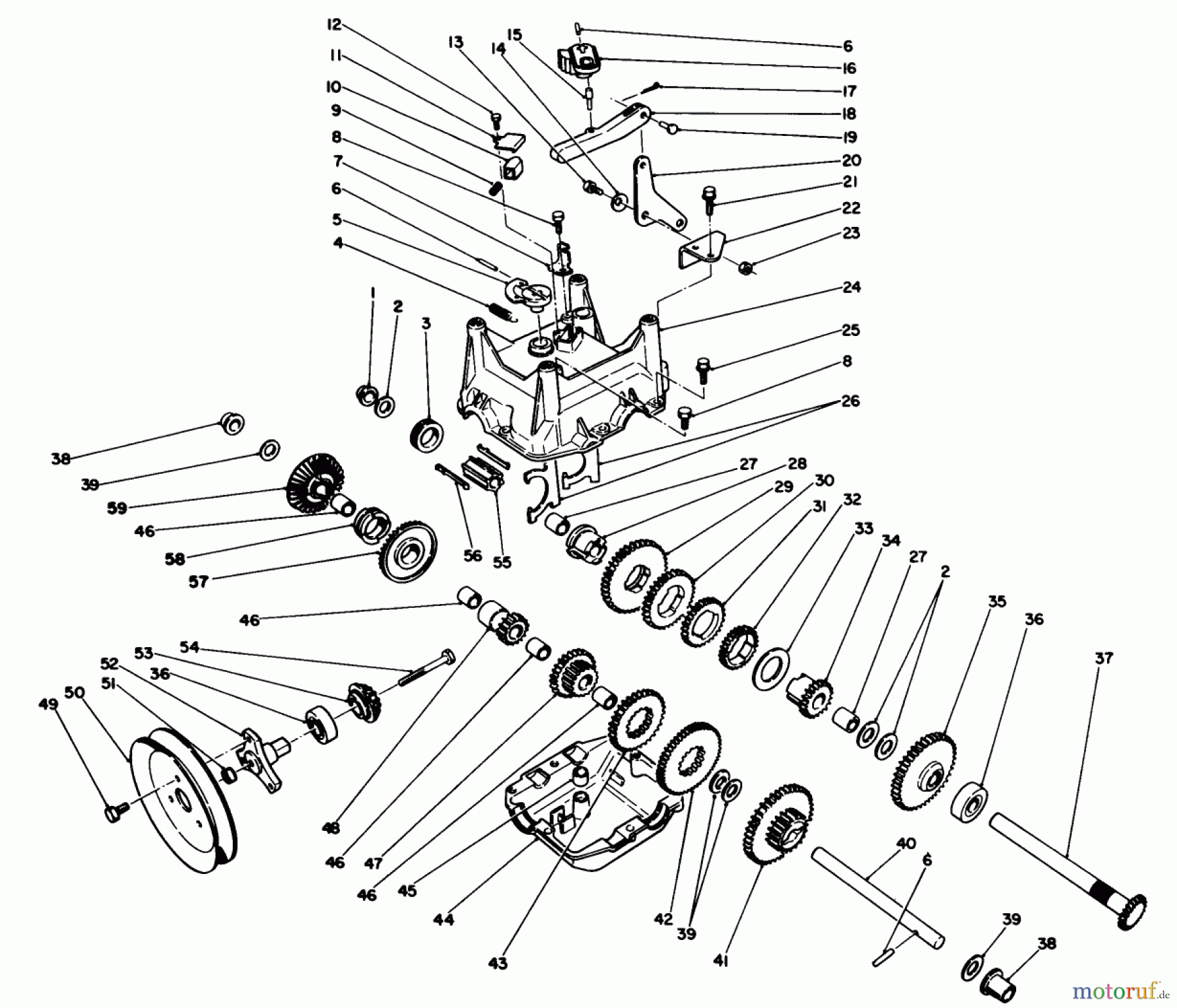 Toro Neu Snow Blowers/Snow Throwers Seite 1 38505 (624) - Toro 624 Power Shift Snowthrower, 1991 (1000001-1999999) TRANSMISSION ASSEMBLY NO. 66-8030