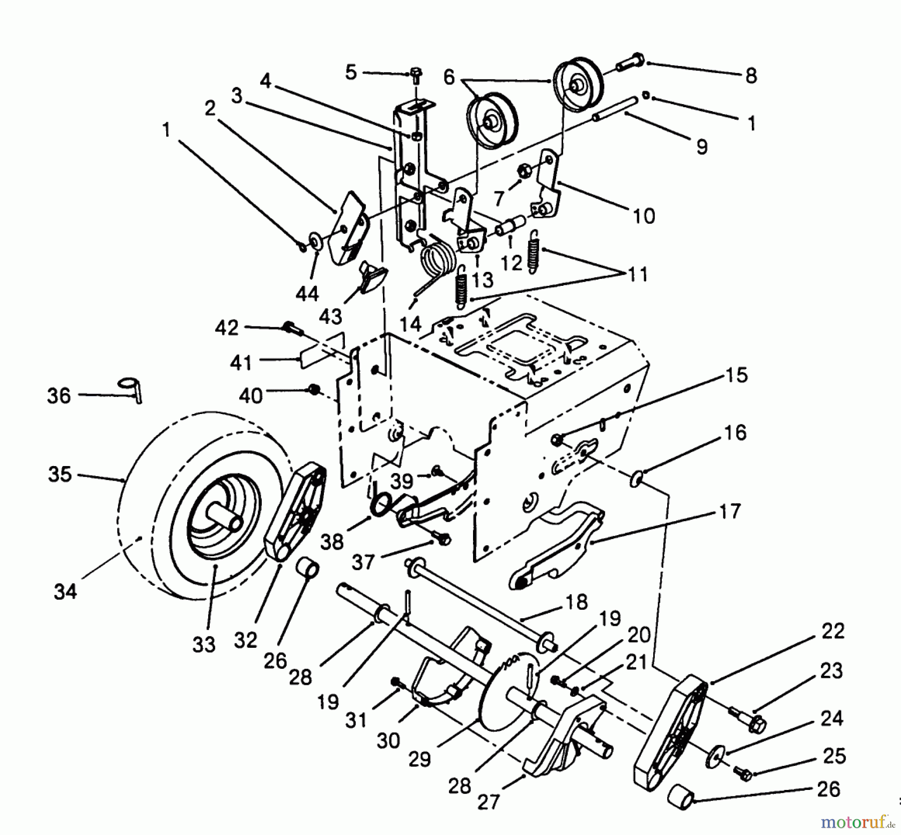 Toro Neu Snow Blowers/Snow Throwers Seite 1 38513 (624) - Toro 624 Power Shift Snowthrower, 1988 (8000001-8999999) TRACTION DRIVE ASSEMBLY