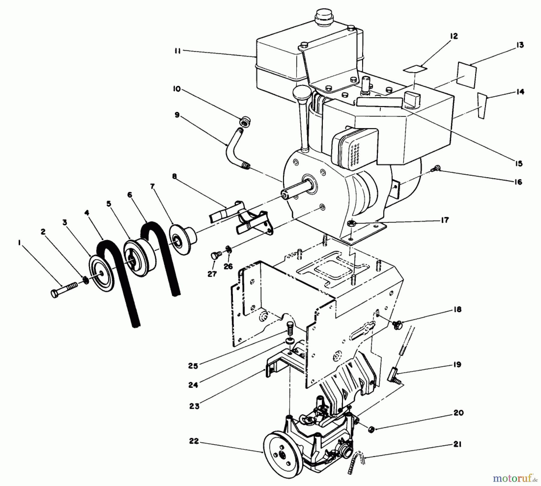 Toro Neu Snow Blowers/Snow Throwers Seite 1 38510 (624) - Toro 624 Power Shift Snowthrower, 1992 (2000001-2999999) ENGINE ASSEMBLY