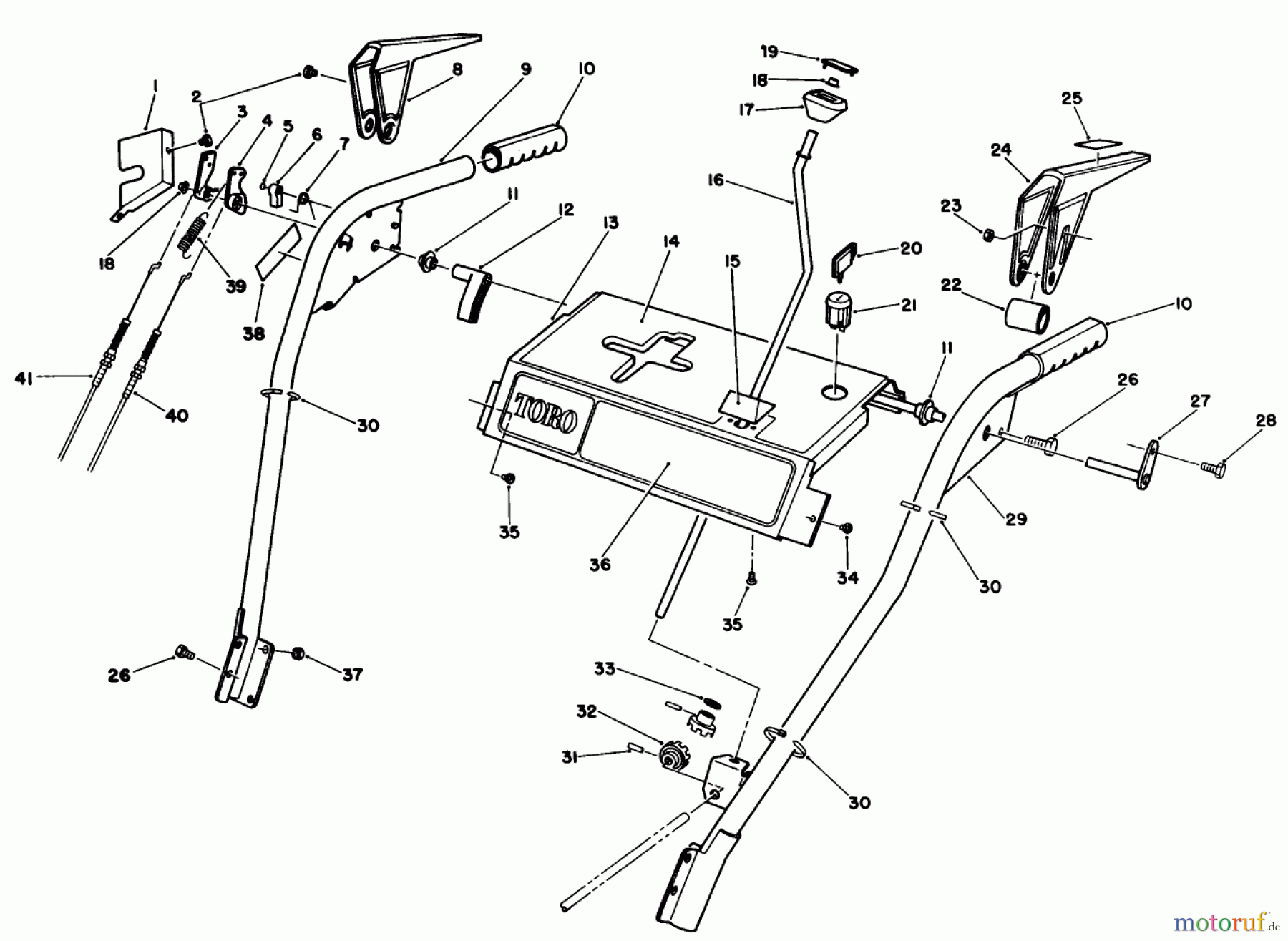Toro Neu Snow Blowers/Snow Throwers Seite 1 38510 (624) - Toro 624 Power Shift Snowthrower, 1992 (2000001-2999999) HANDLE ASSEMBLY