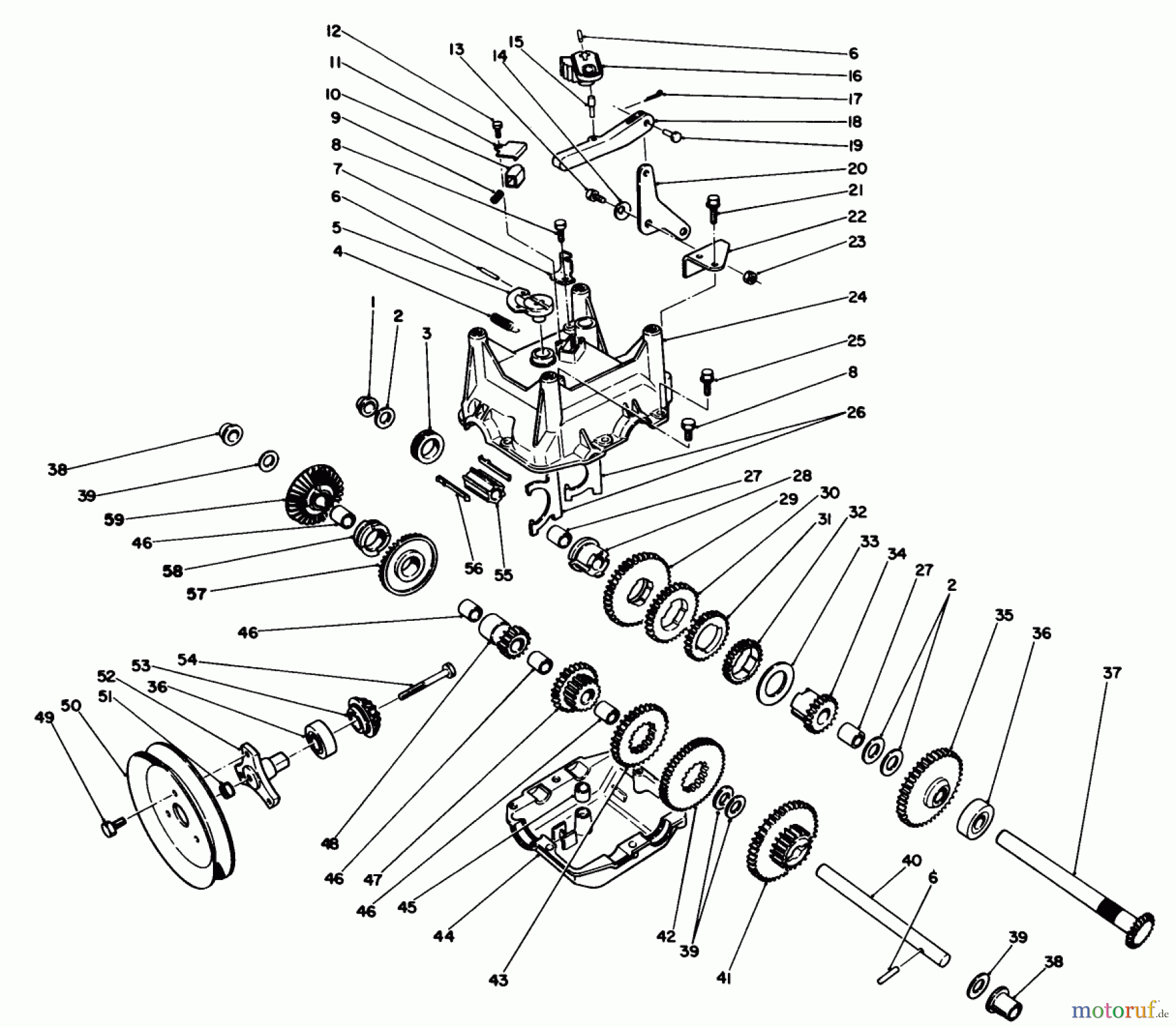 Toro Neu Snow Blowers/Snow Throwers Seite 1 38510 (624) - Toro 624 Power Shift Snowthrower, 1992 (2000001-2999999) TRANSMISSION ASSEMBLY NO. 66-8030