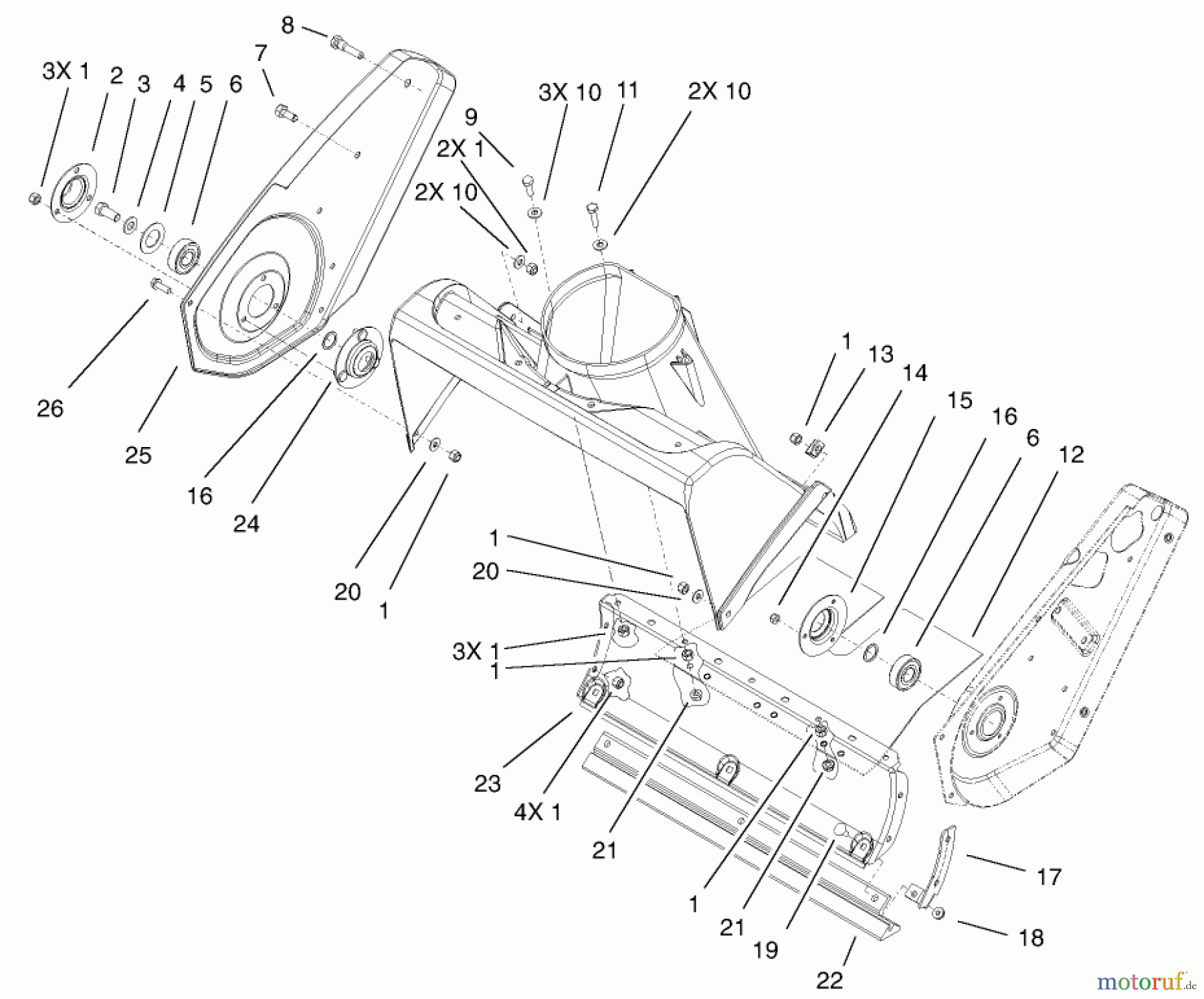 Toro Neu Snow Blowers/Snow Throwers Seite 1 38515 (2450) - Toro CCR 2450 GTS Snowthrower, 2002 (220000001-220999999) HOUSING AND SIDE PLATE ASSEMBLY
