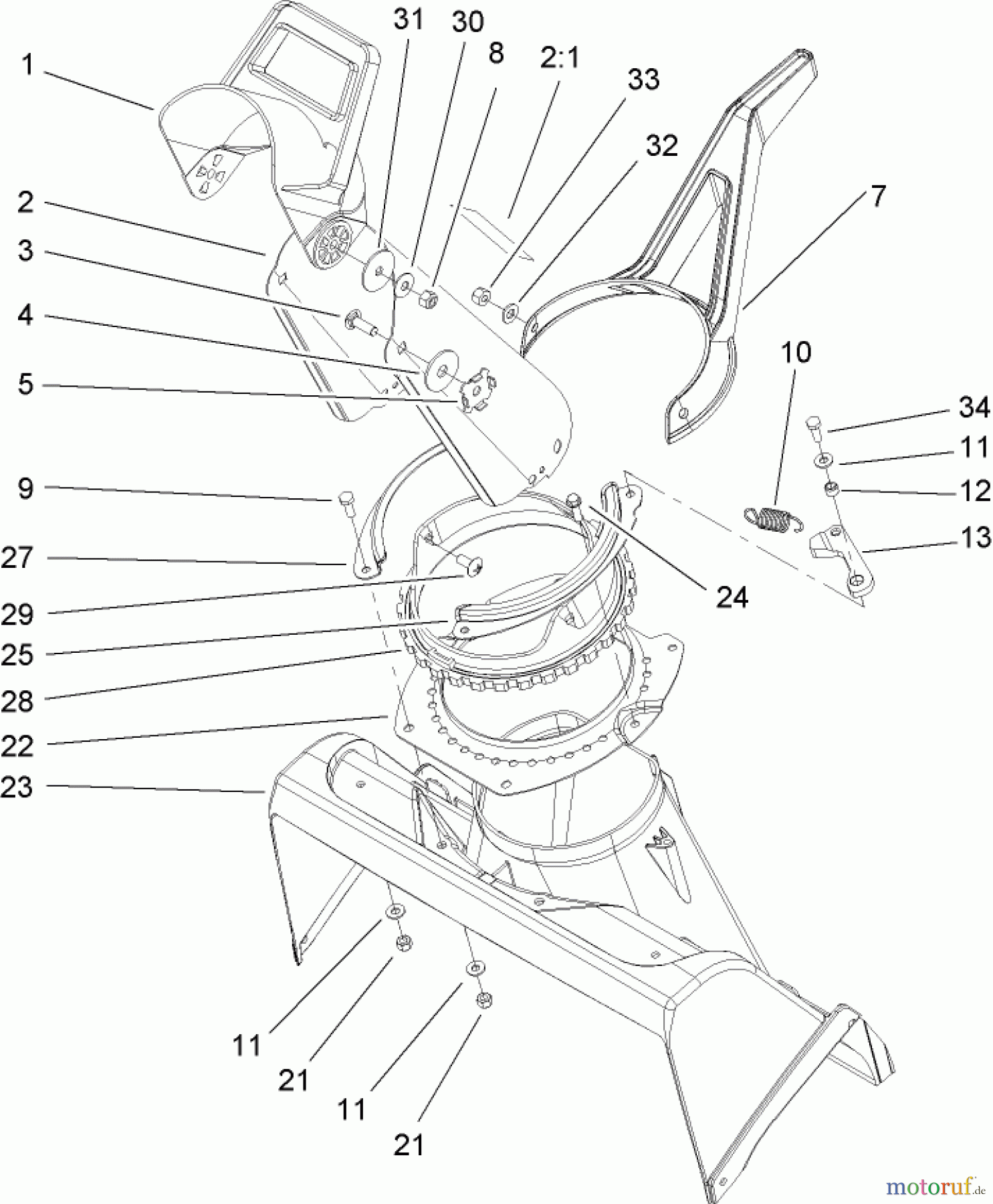 Toro Neu Snow Blowers/Snow Throwers Seite 1 38515 (2450) - Toro CCR 2450 GTS Snowthrower, 2007 (270010001-270999999) CHUTE ASSEMBLY