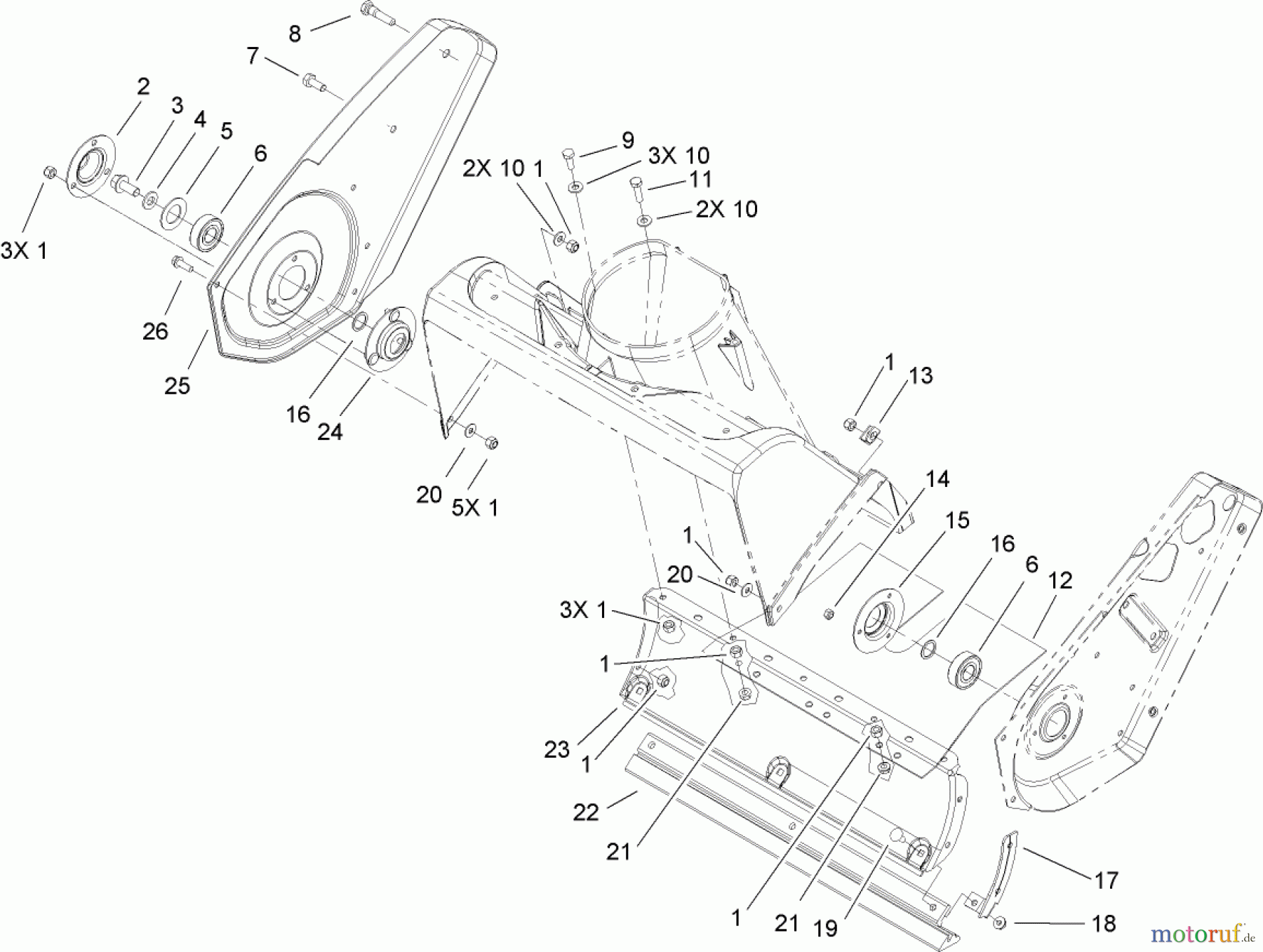 Toro Neu Snow Blowers/Snow Throwers Seite 1 38516 (2450) - Toro CCR 2450 GTS Snowthrower, 2007 (270000001-270010000) ROTOR HOUSING AND SCRAPER ASSEMBLY