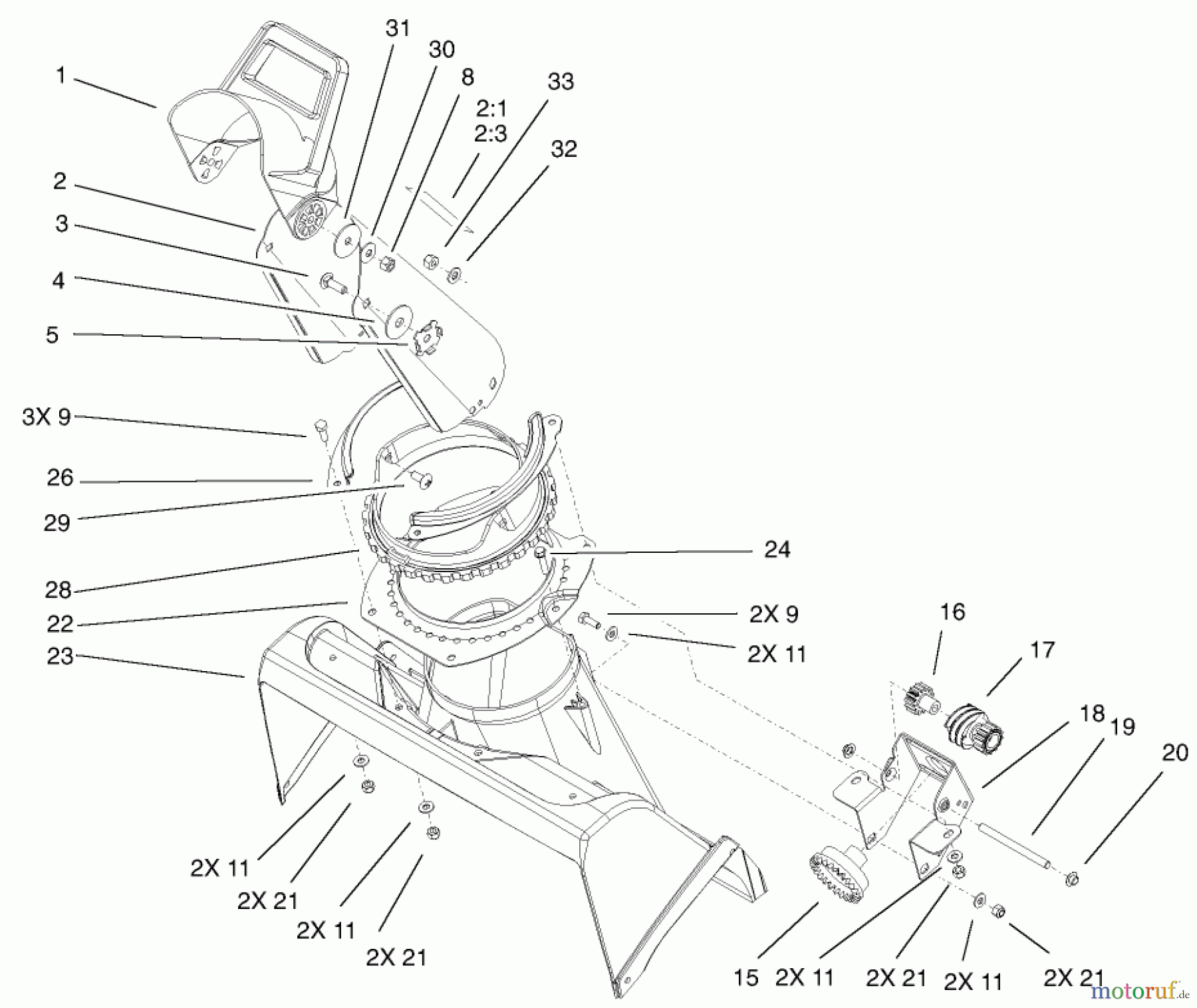  Toro Neu Snow Blowers/Snow Throwers Seite 1 38538 (3650) - Toro CCR 3650 GTS Snowthrower, 2002 (220000001-220999999) CHUTE ASSEMBLY