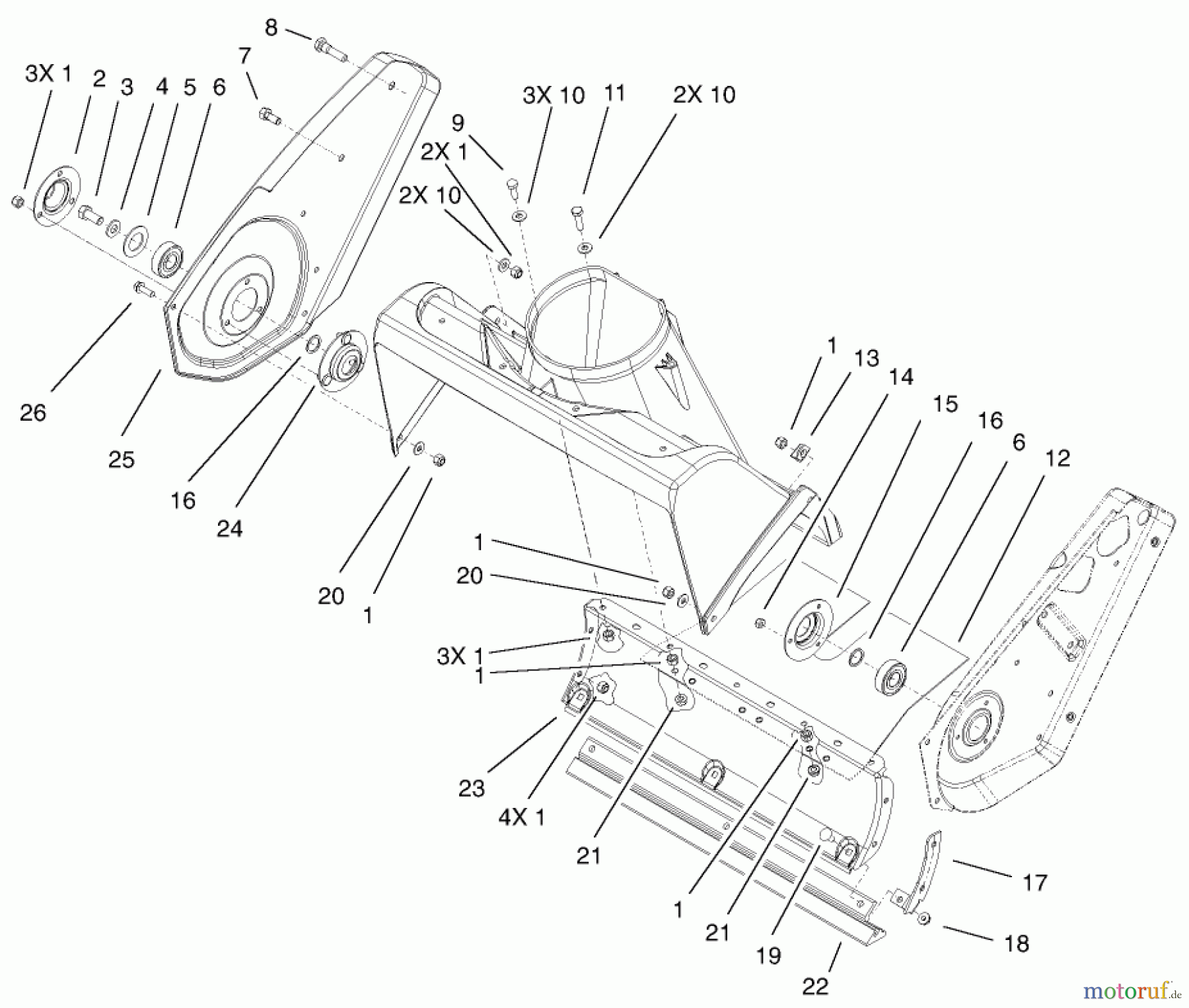  Toro Neu Snow Blowers/Snow Throwers Seite 1 38537 (3650) - Toro CCR 3650 GTS Snowthrower, 2003 (230000001-230999999) HOUSING AND SIDE PLATE ASSEMBLY