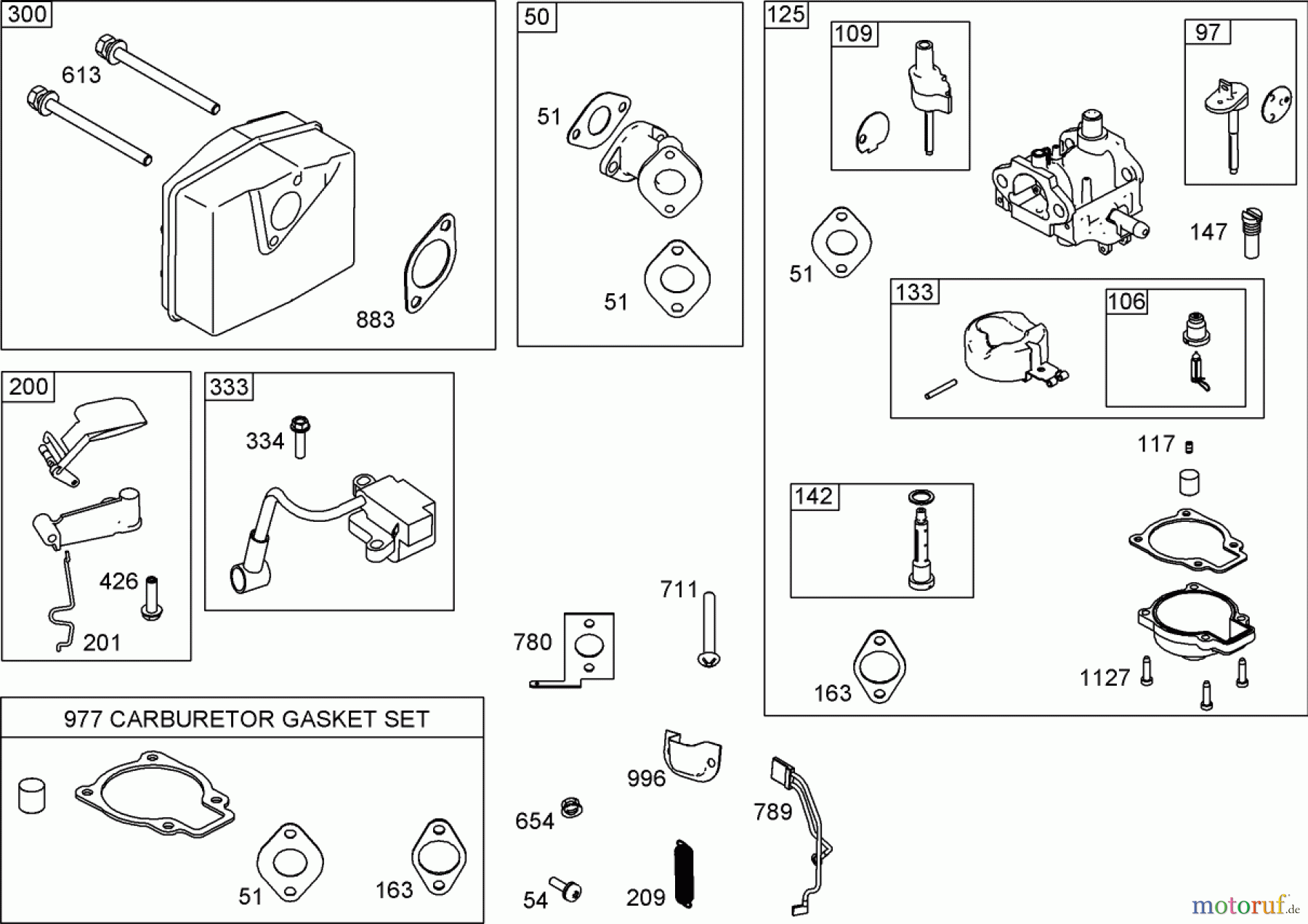 Toro Neu Snow Blowers/Snow Throwers Seite 1 38517 (3650) - Toro CCR 3650 GTS Snowthrower, 2007 (270010001-270999999) MUFFLER, CARBURETOR AND INTAKE MANIFOLD ASSEMBLY BRIGGS AND STRATTON 084232-0121-E8