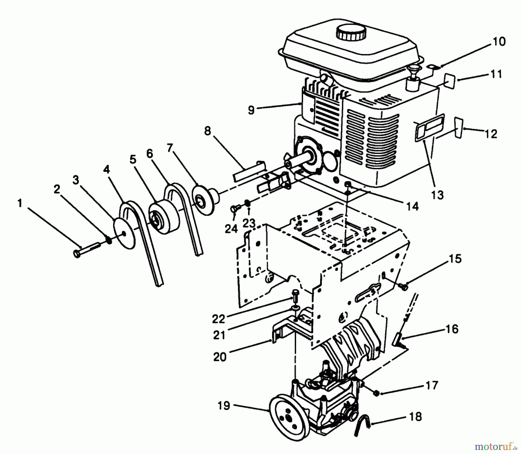 Toro Neu Snow Blowers/Snow Throwers Seite 1 38520 (724) - Toro 724 Power Shift Snowthrower, 1988 (8000001-8999999) ENGINE ASSEMBLY