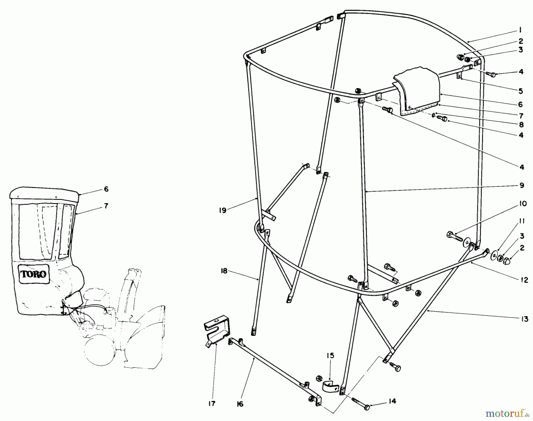 Toro Neu Snow Blowers/Snow Throwers Seite 1 38525 (724) - Toro 724 Power Shift Snowthrower, 1989 (9000001-9999999) SNOW CAB ASSEMBLY NO. 68-9500 (OPTIONAL)