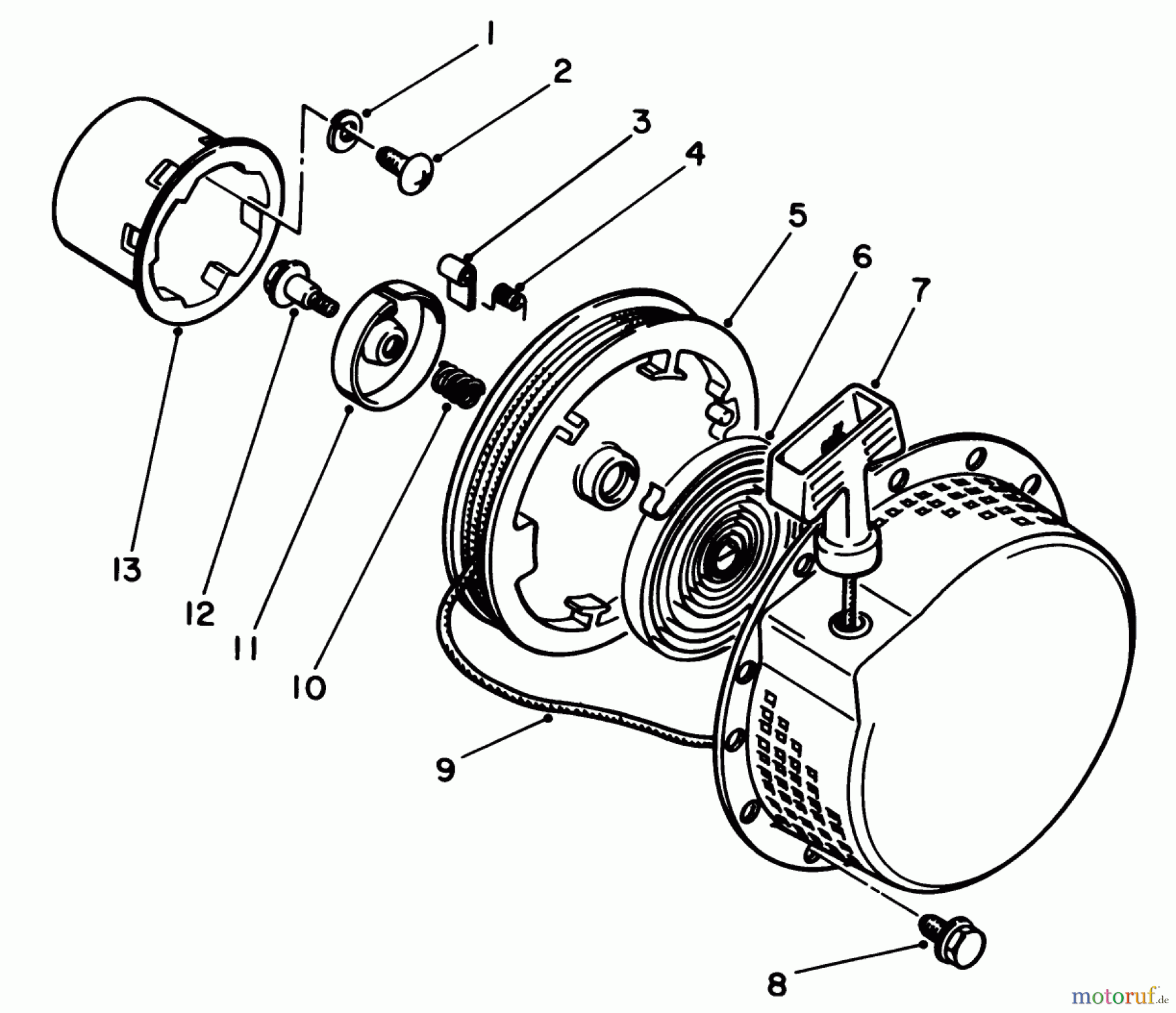  Toro Neu Edgers 58402 - Toro 2 hp Edger, 1985 (5000001-5999999) RECOIL STARTER ASSEMBLY