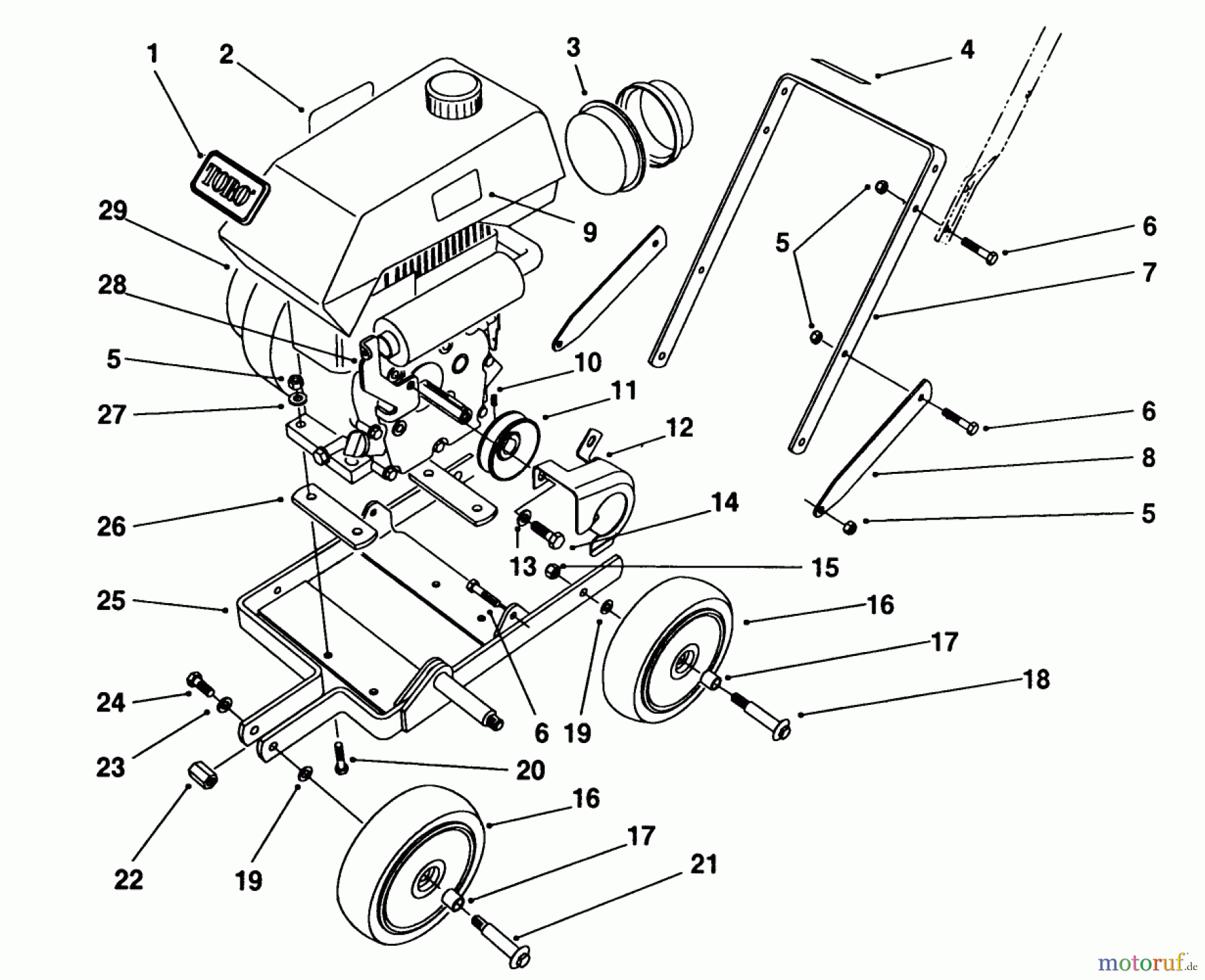 Toro Neu Edgers 58410 - Toro 2 hp Edger, 1986 (6000001-6999999) FRAME ASSEMBLY