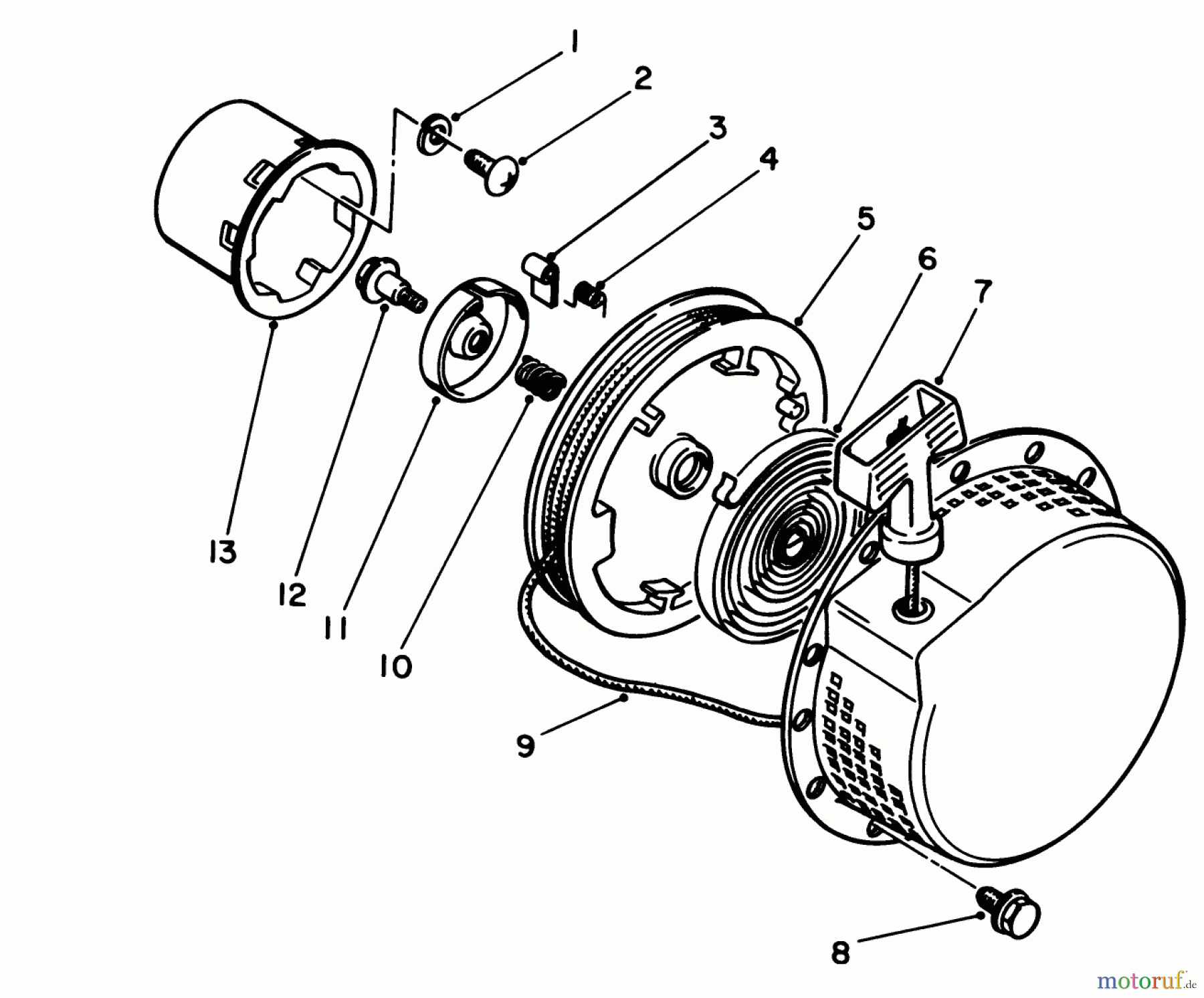 Toro Neu Edgers 58410 - Toro 2 hp Edger, 1986 (6000001-6999999) RECOIL STARTER ASSEMBLY