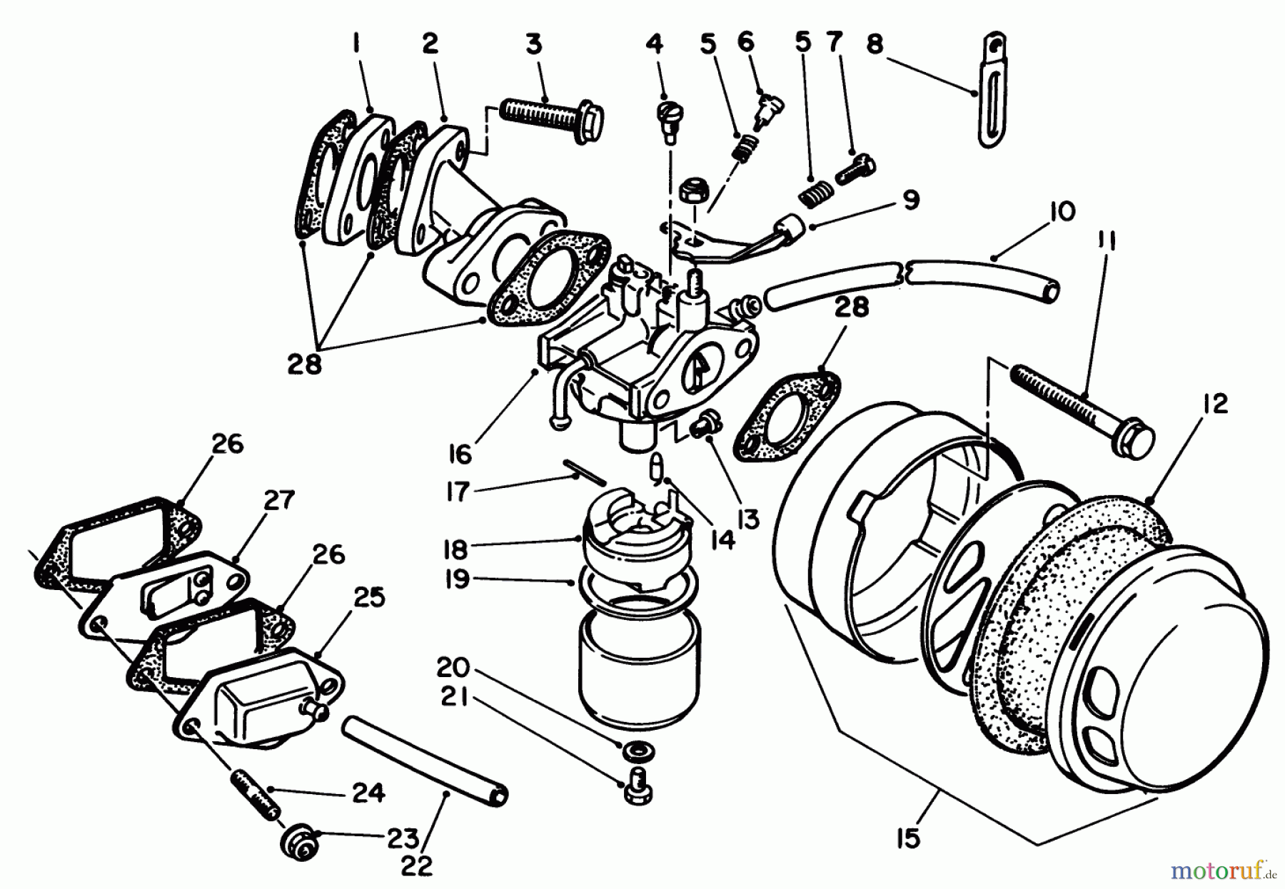 Toro Neu Edgers 58410 - Toro 2 hp Edger, 1987 (7000001-7999999) CARBURETOR ASSEMBLY