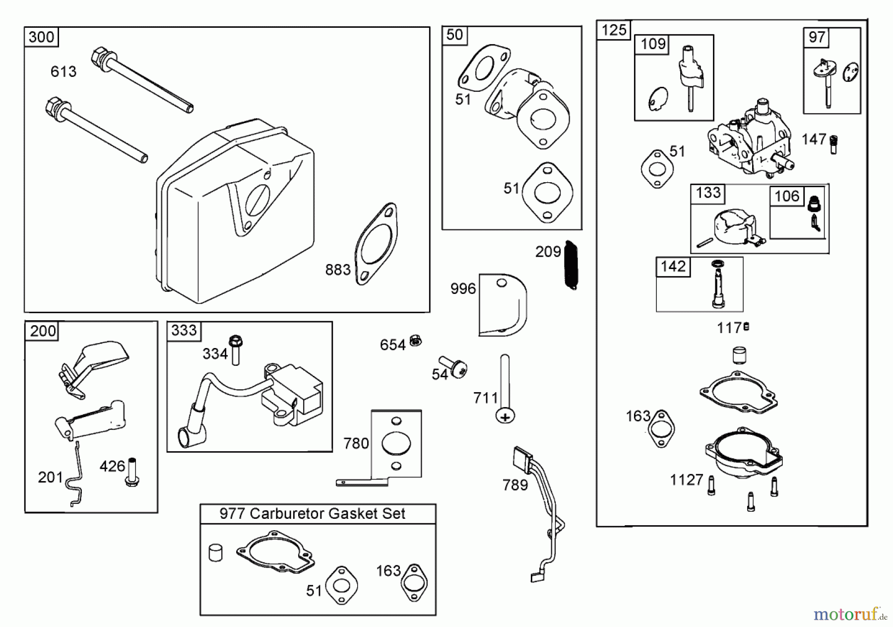 Toro Neu Snow Blowers/Snow Throwers Seite 1 38538 (3650) - Toro CCR 3650 GTS Snowthrower, 2005 (250000001-250999999) MUFFLER, CARBURETOR, AND INTAKE MANIFOLD ASSEMBLIES BRIGGS AND STRATTON 084233-0198-E1