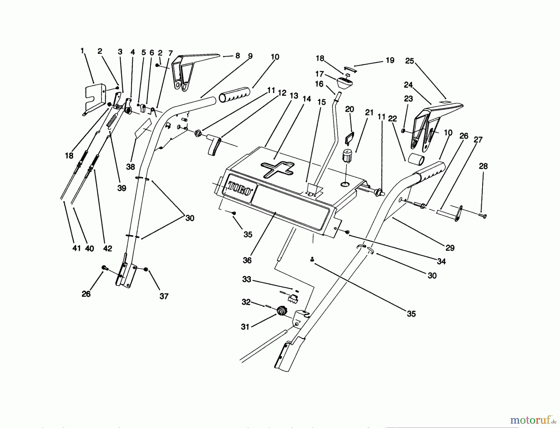 Toro Neu Snow Blowers/Snow Throwers Seite 1 38543 (824) - Toro 824 Power Shift Snowthrower, 1991 (1000001-1999999) HANDLE ASSEMBLY