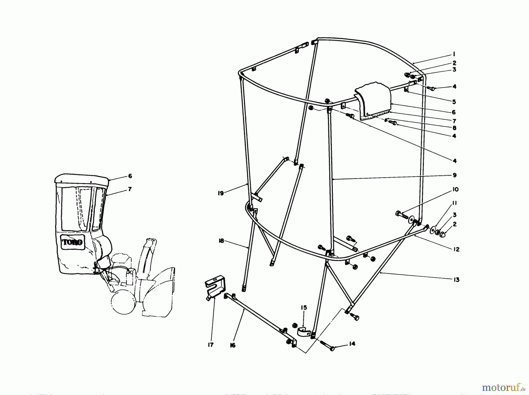 Toro Neu Snow Blowers/Snow Throwers Seite 1 38540 (824) - Toro 824 Power Shift Snowthrower, 1991 (1000001-1999999) SNOW CAB ASSEMBLY NO. 68-9500 (OPTIONAL)