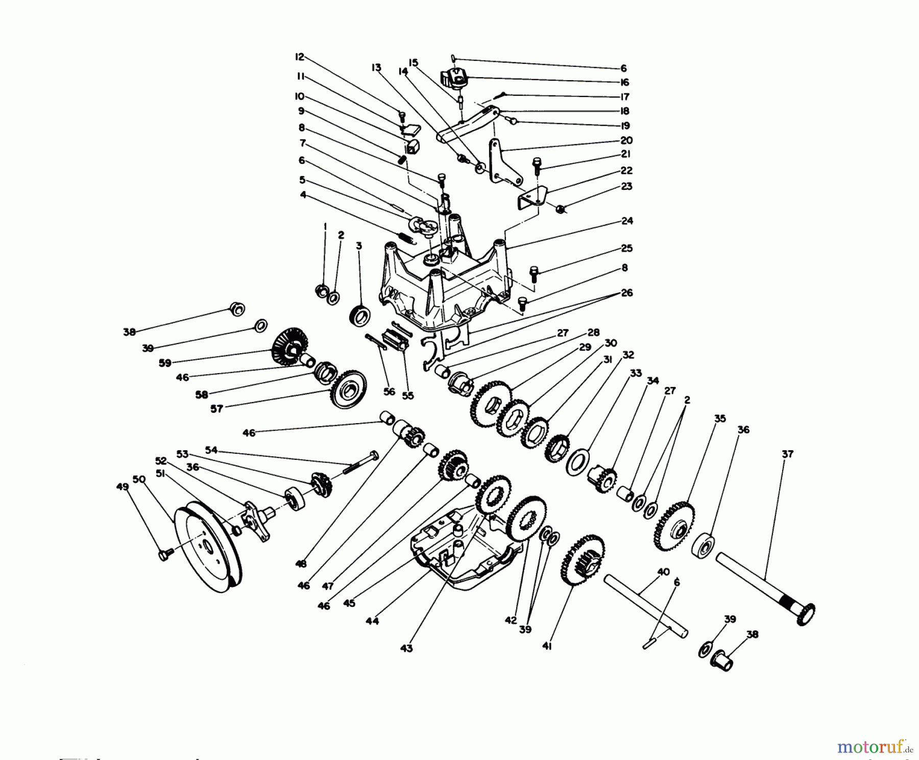 Toro Neu Snow Blowers/Snow Throwers Seite 1 38540 (824) - Toro 824 Power Shift Snowthrower, 1990 (0000001-0999999) TRANSMISSION ASSEMBLY NO. 66-8030