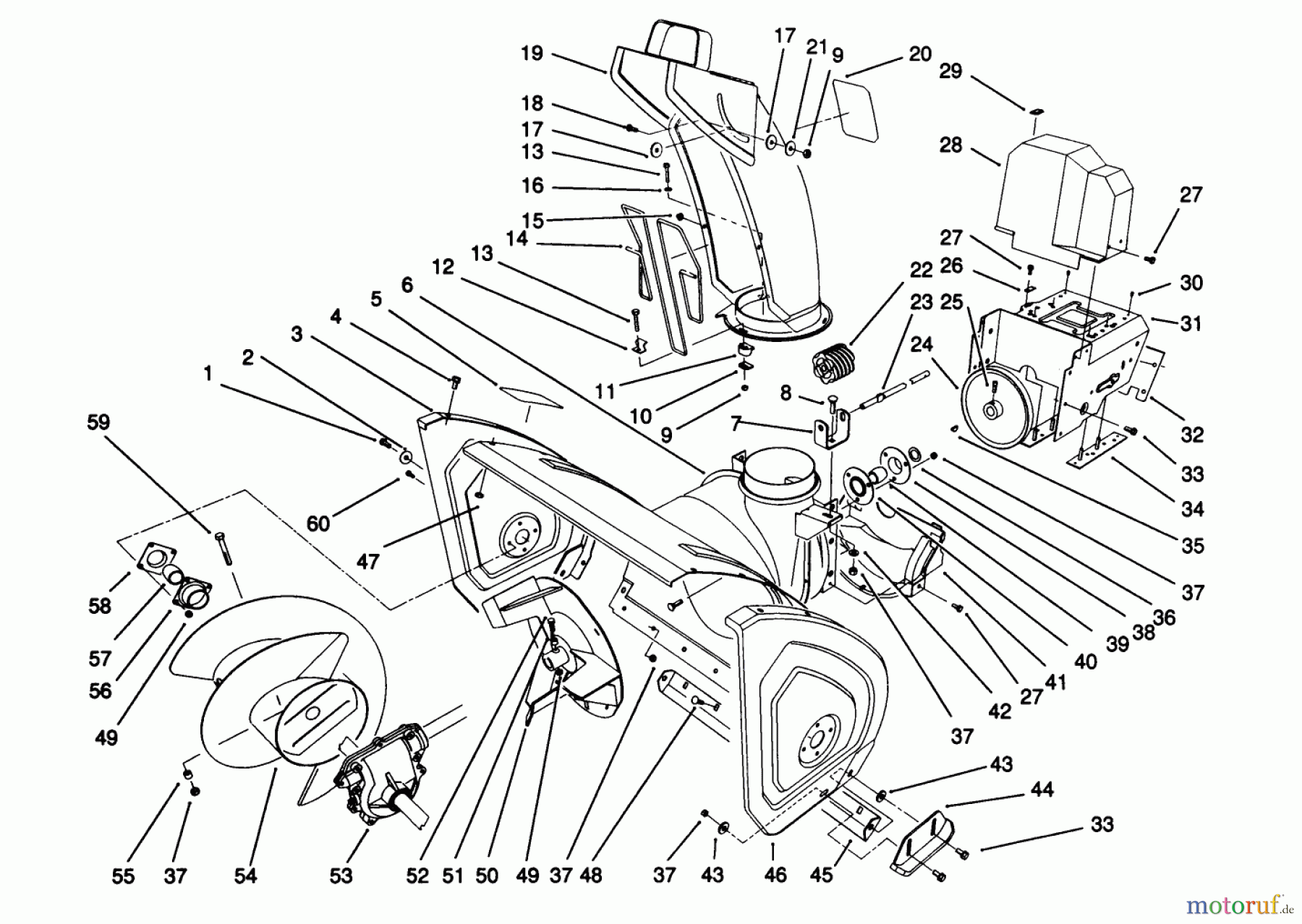 Toro Neu Snow Blowers/Snow Throwers Seite 1 38543 (824) - Toro 824 Power Shift Snowthrower, 1992 (2000001-2999999) HOUSING & CHUTE ASSEMBLY