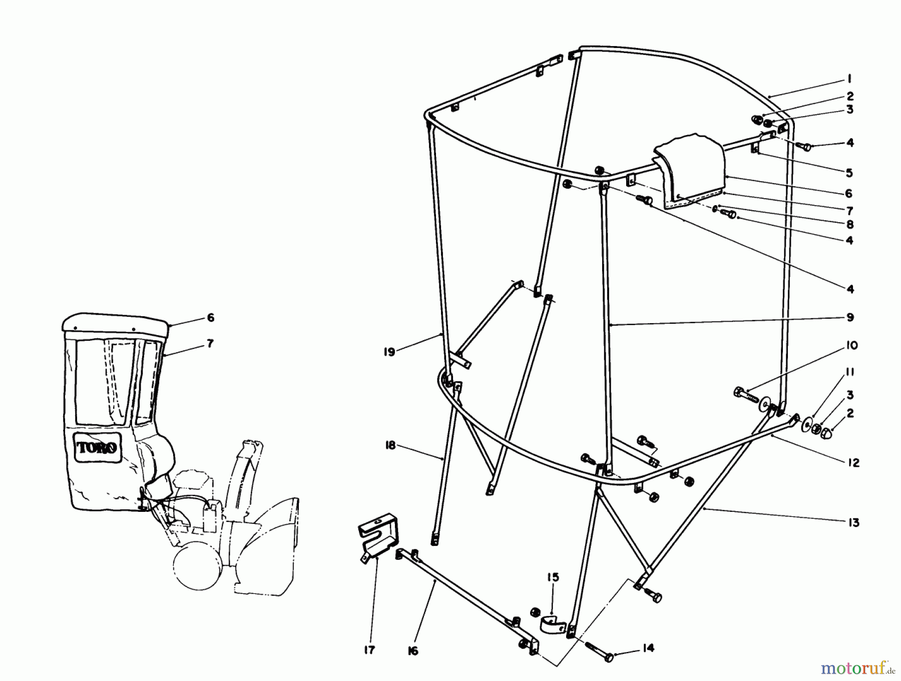 Toro Neu Snow Blowers/Snow Throwers Seite 1 38540 (824) - Toro 824 Power Shift Snowthrower, 1992 (2000001-2999999) SNOW CAB ASSEMBLY NO. 68-9500 (OPTIONAL)