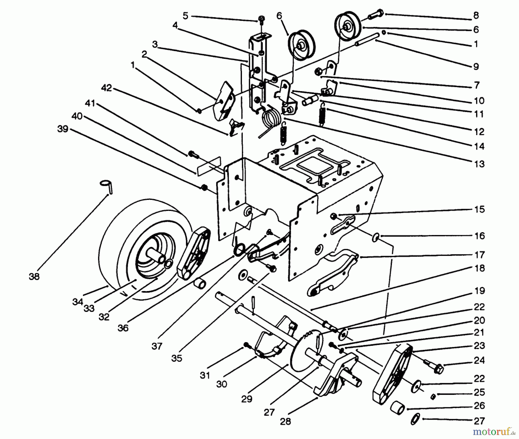  Toro Neu Snow Blowers/Snow Throwers Seite 1 38540 (824) - Toro 824 Power Shift Snowthrower, 1993 (3900001-3999999) TRACTION DRIVE ASSEMBLY