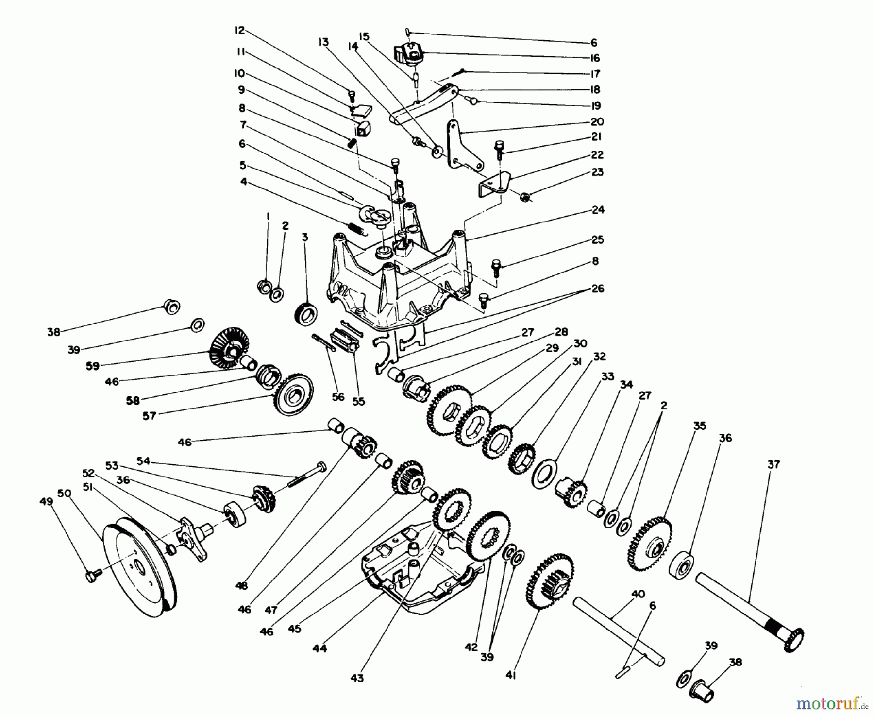 Toro Neu Snow Blowers/Snow Throwers Seite 1 38543 (824) - Toro 824 Power Shift Snowthrower, 1993 (3900001-3999999) TRANSMISSION ASSEMBLY NO. 66-8030