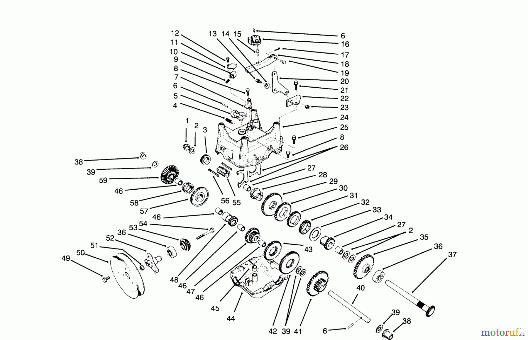 Toro Neu Snow Blowers/Snow Throwers Seite 1 38540 (824) - Toro 824 Power Shift Snowthrower, 1995 (5900001-5999999) TRANSMISSION ASSEMBLY NO. 66-8030