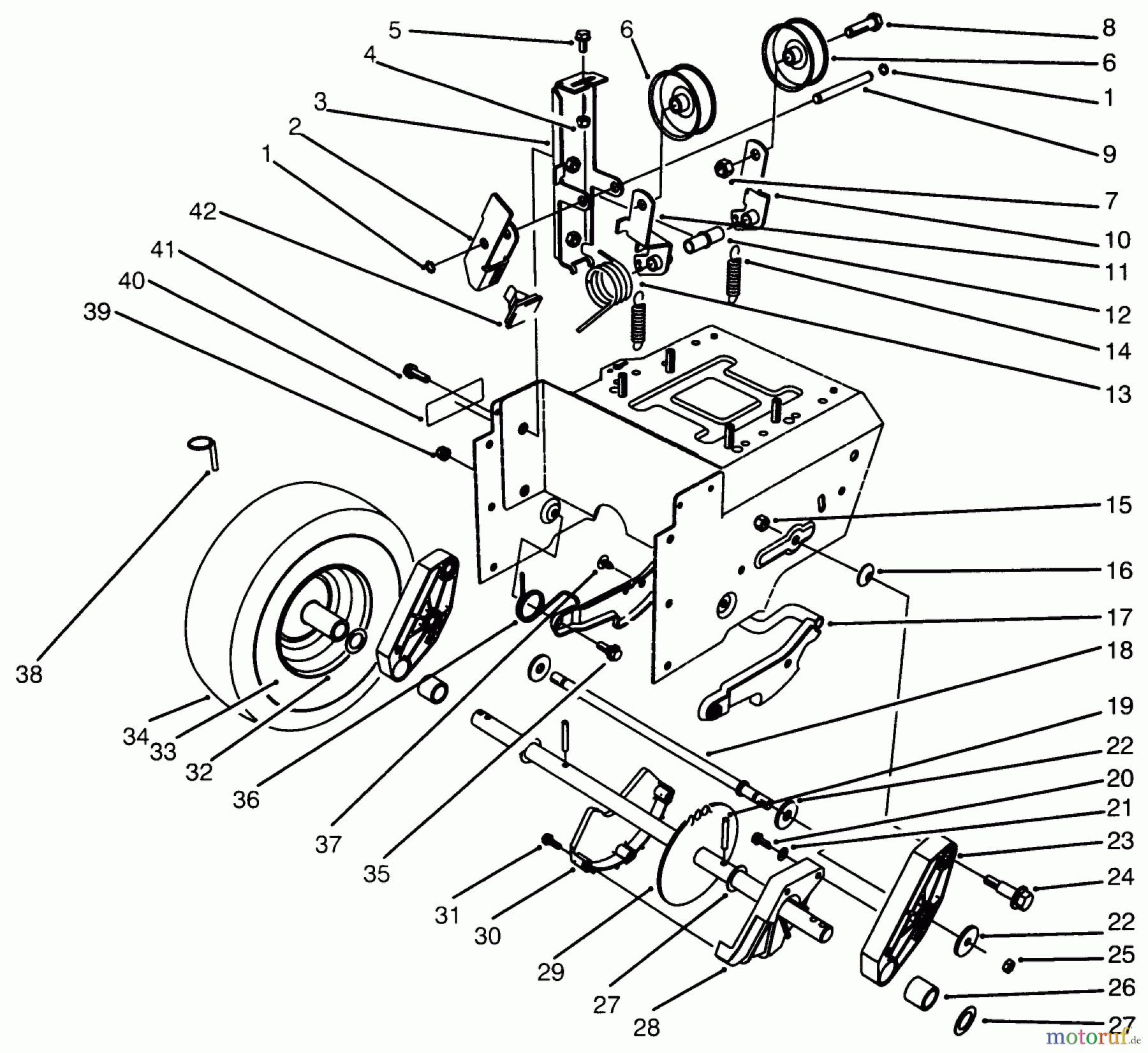 Toro Neu Snow Blowers/Snow Throwers Seite 1 38543 (824) - Toro 824 Power Shift Snowthrower, 1996 (6900001-6999999) TRACTION DRIVE ASSEMBLY