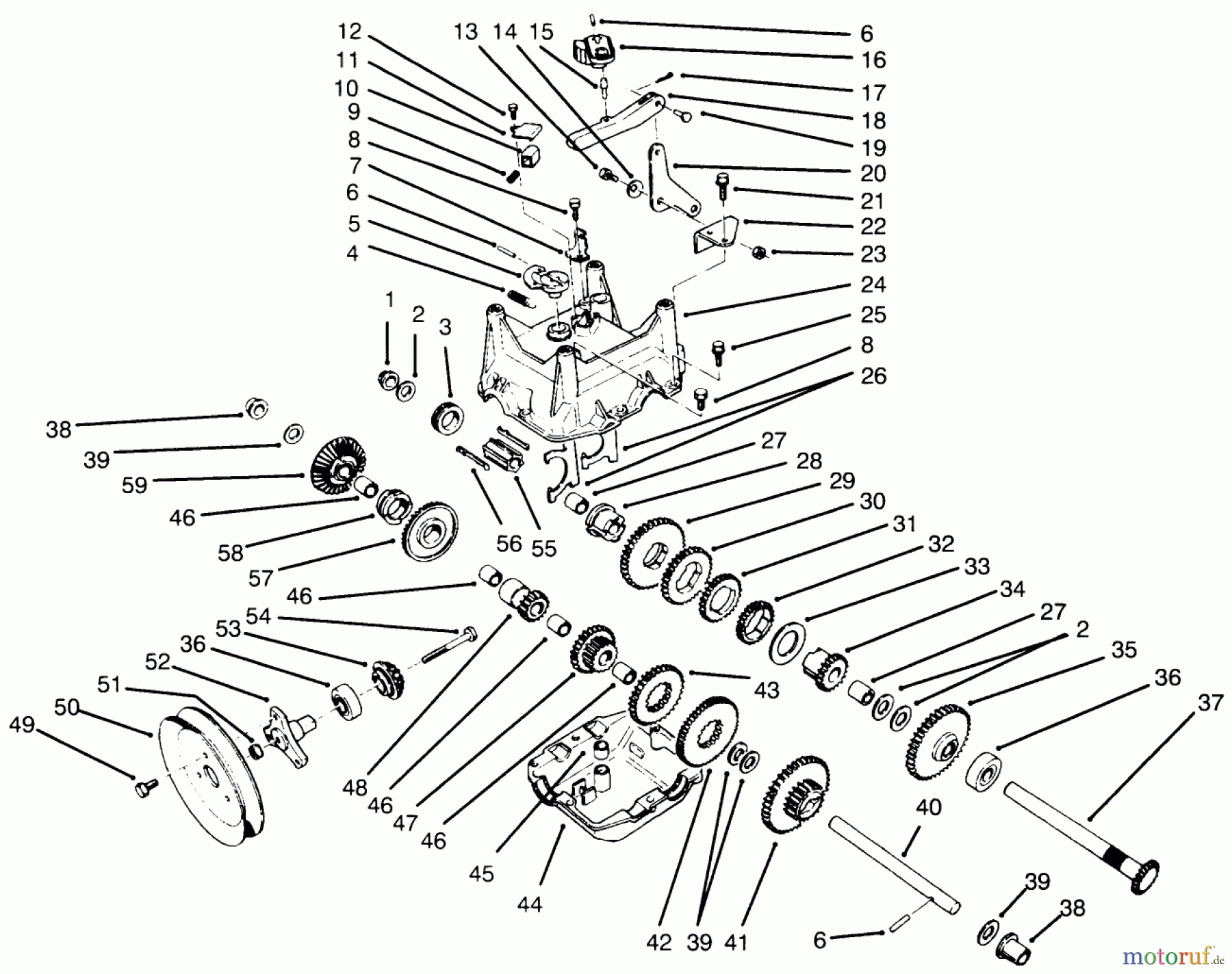 Toro Neu Snow Blowers/Snow Throwers Seite 1 38543 (824) - Toro 824 Power Shift Snowthrower, 1996 (6900001-6999999) TRANSMISSION ASSEMBLY NO. 66-8030